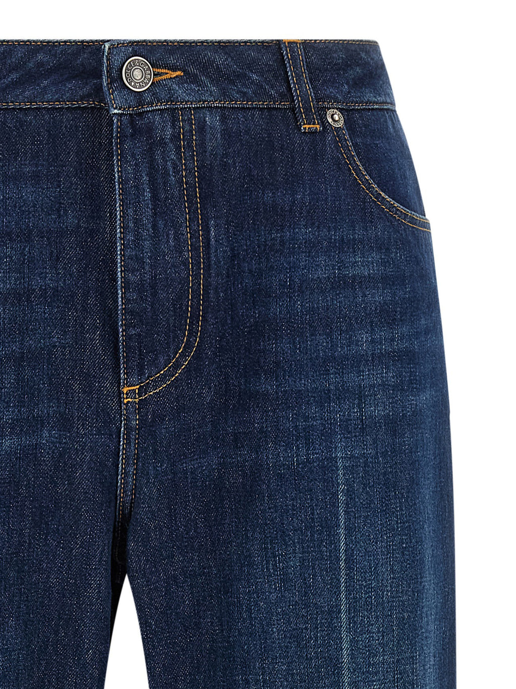 Blue Cotton Straight-Leg Jeans