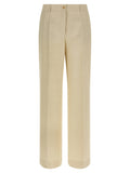 Beige Viscose Casual Pants