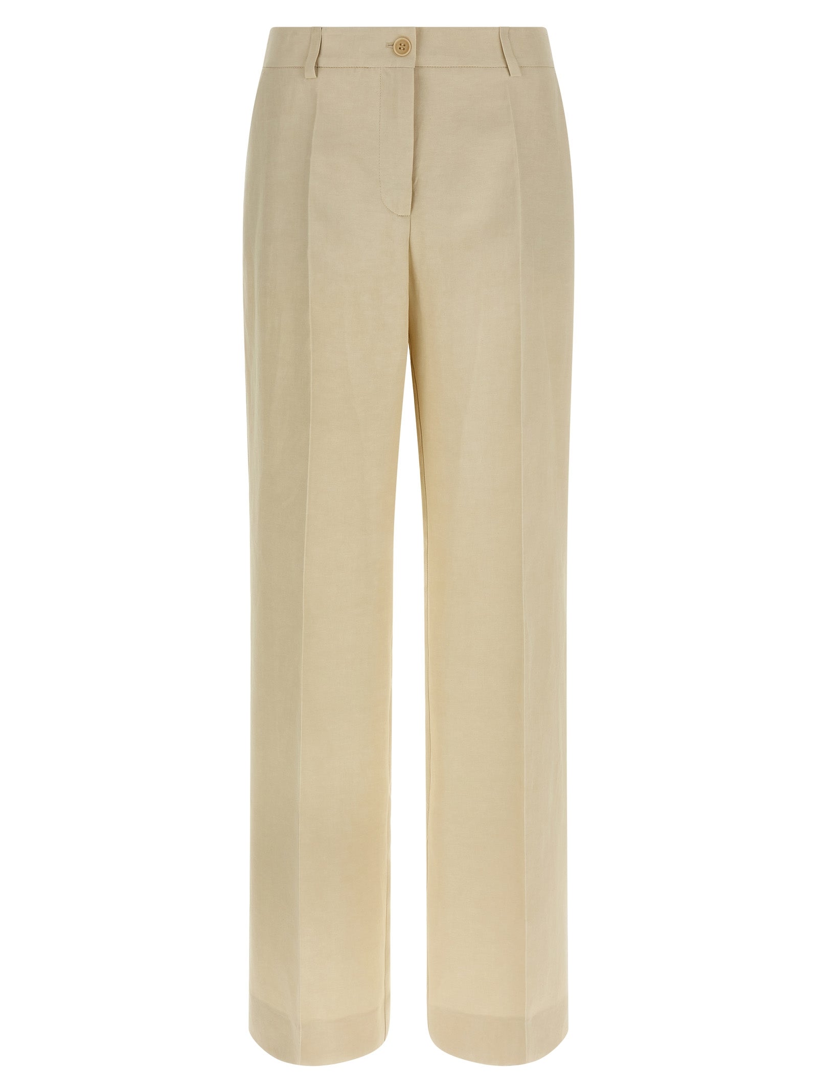 Beige Viscose Casual Pants