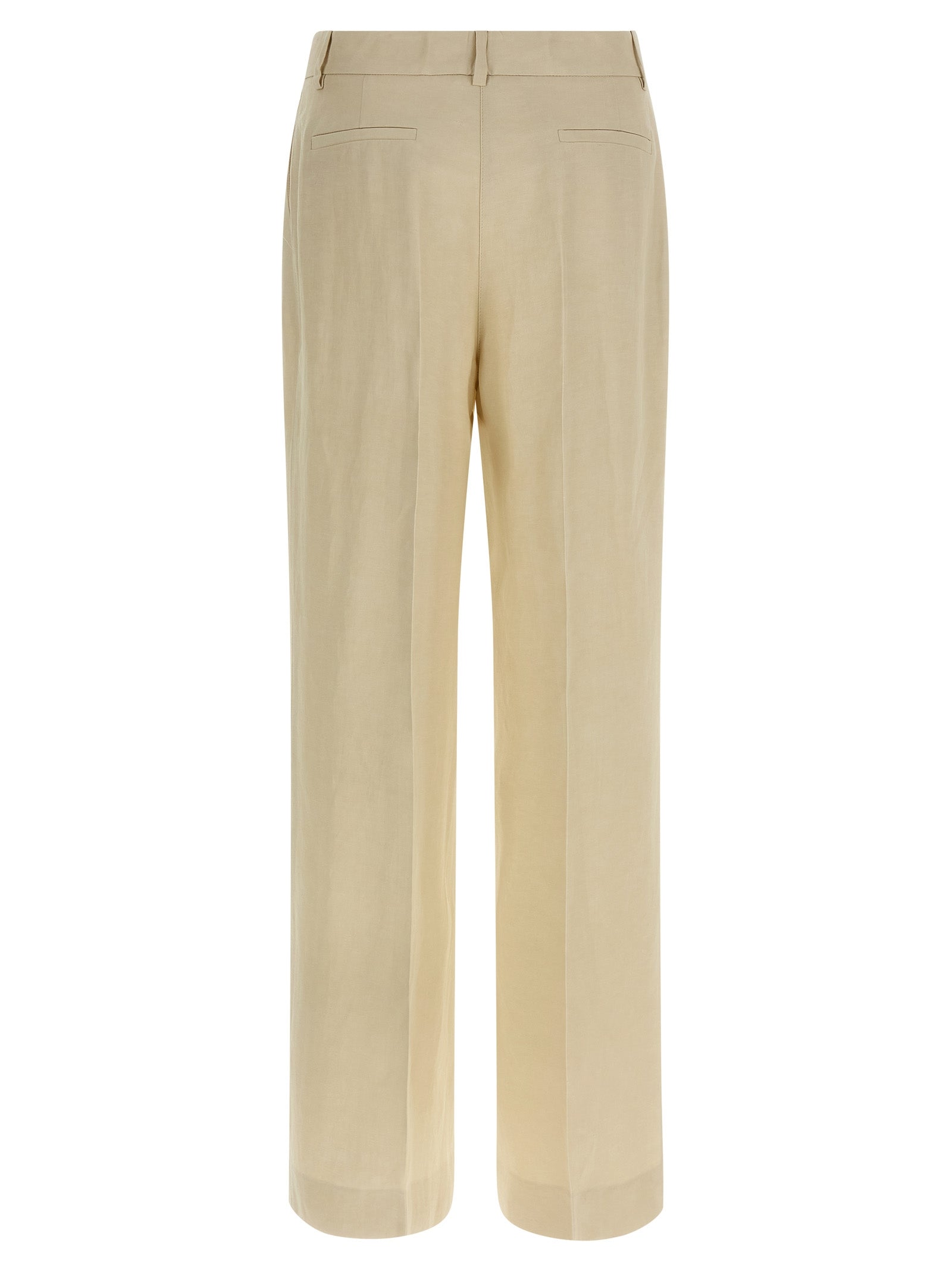 Beige Viscose Casual Pants