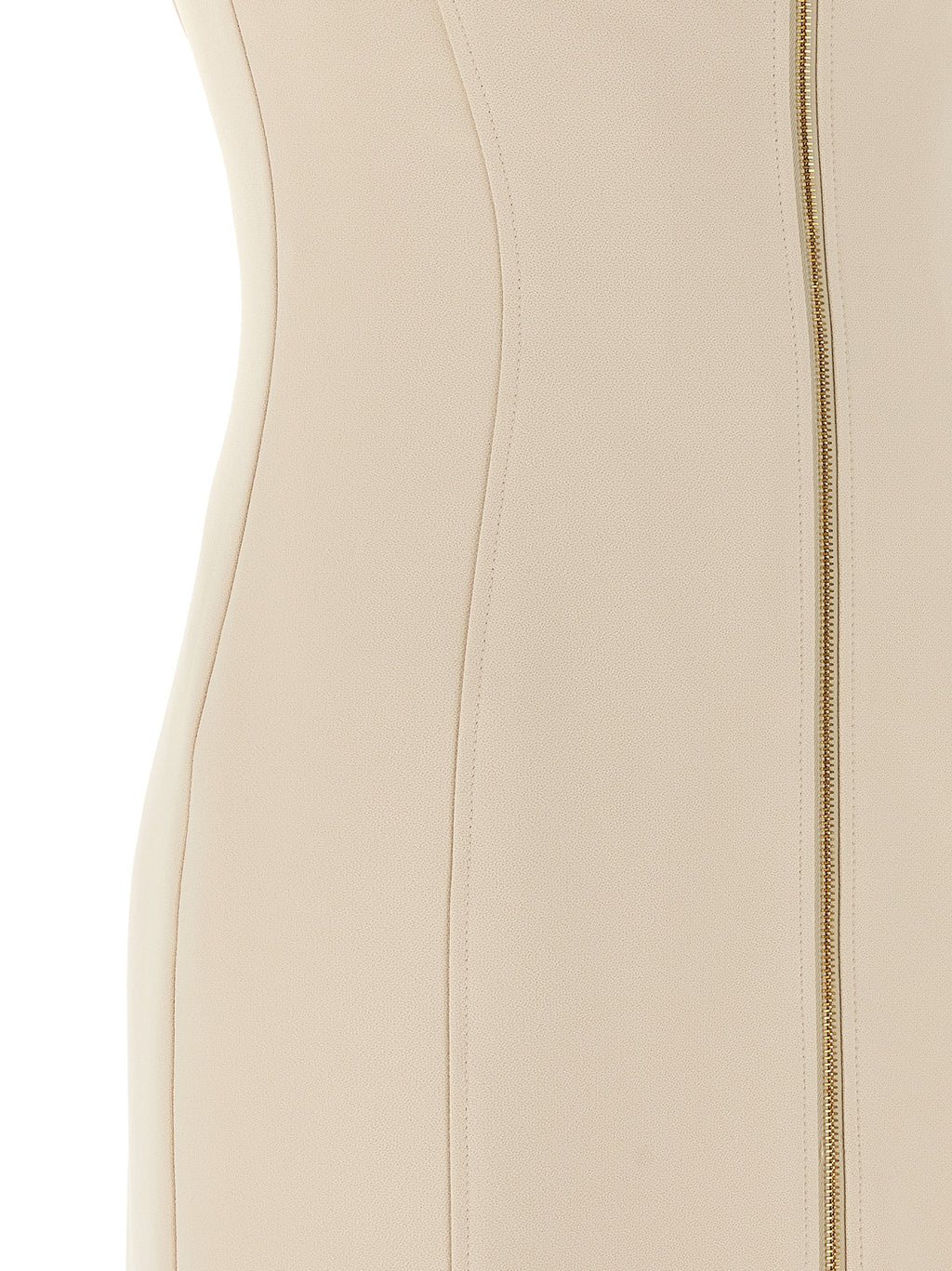 Beige Polyester Midi Dress