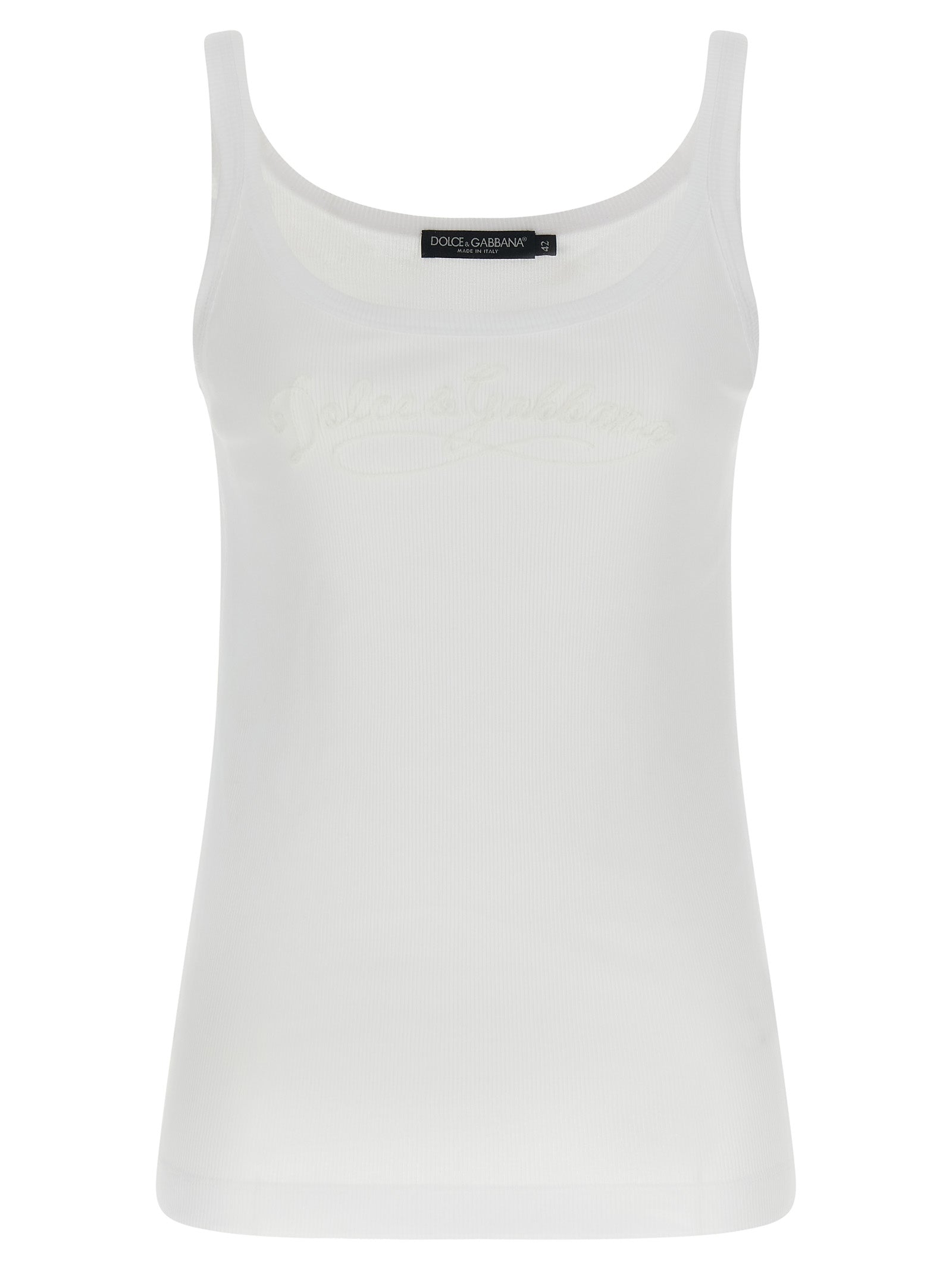 White Cotton Sleeveles T-Shirt