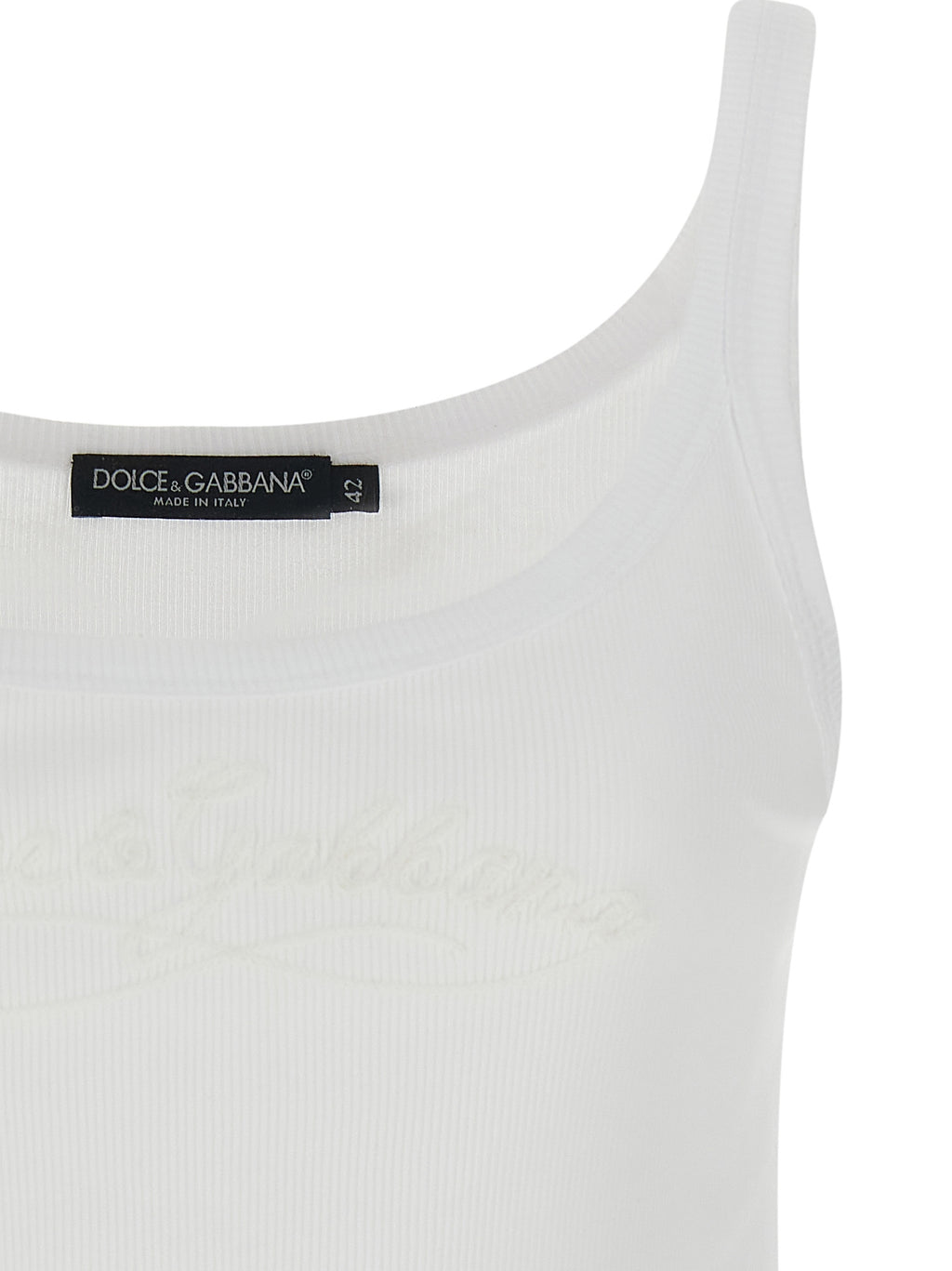 White Cotton Sleeveles T-Shirt