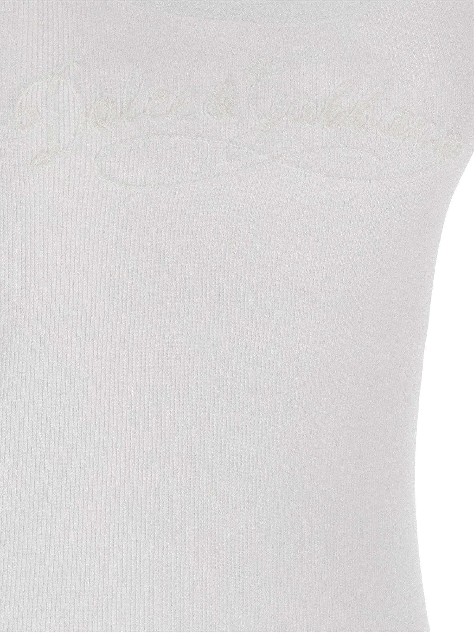 White Cotton Sleeveles T-Shirt