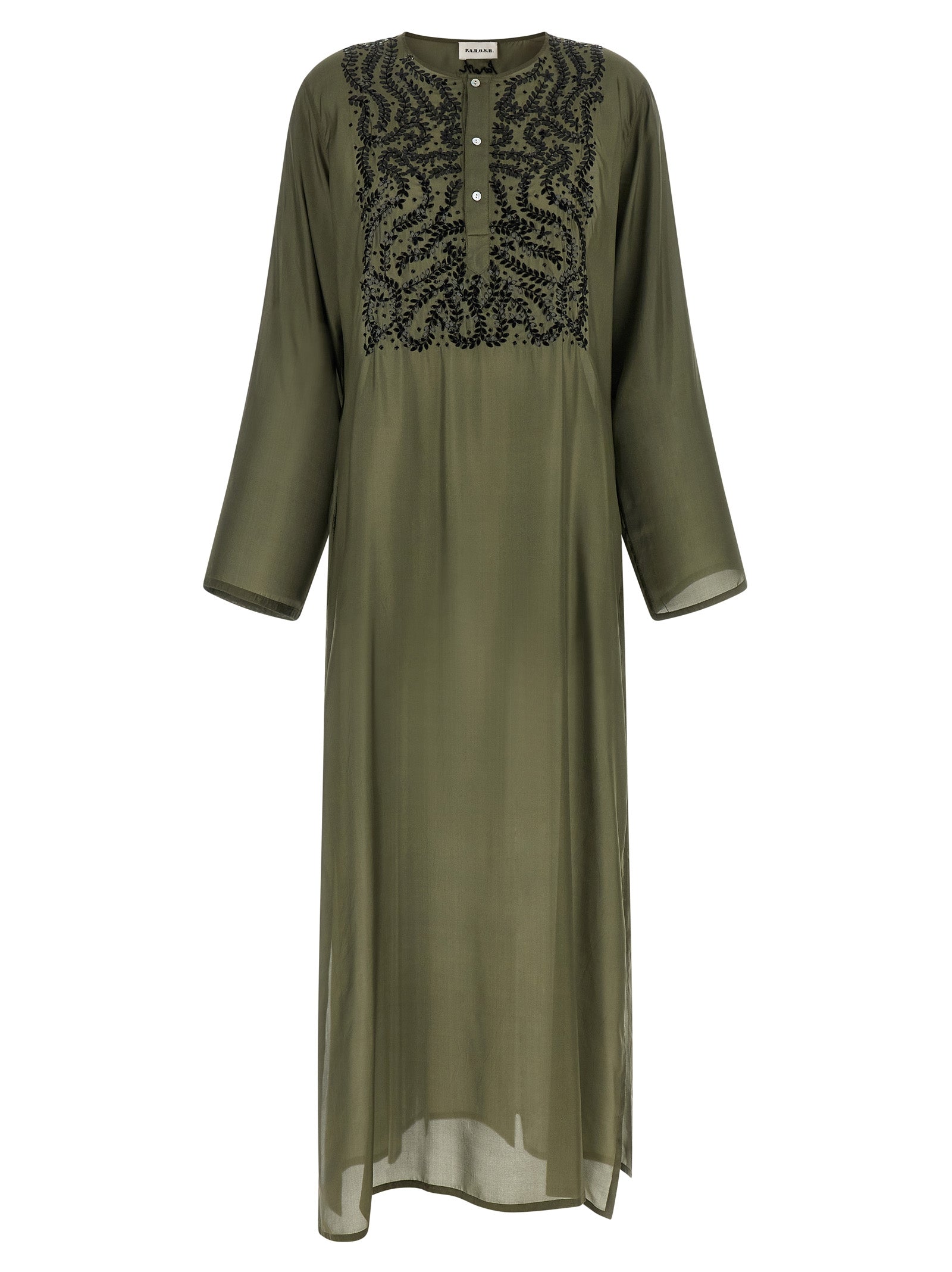 Bicolor Silk Long Dress