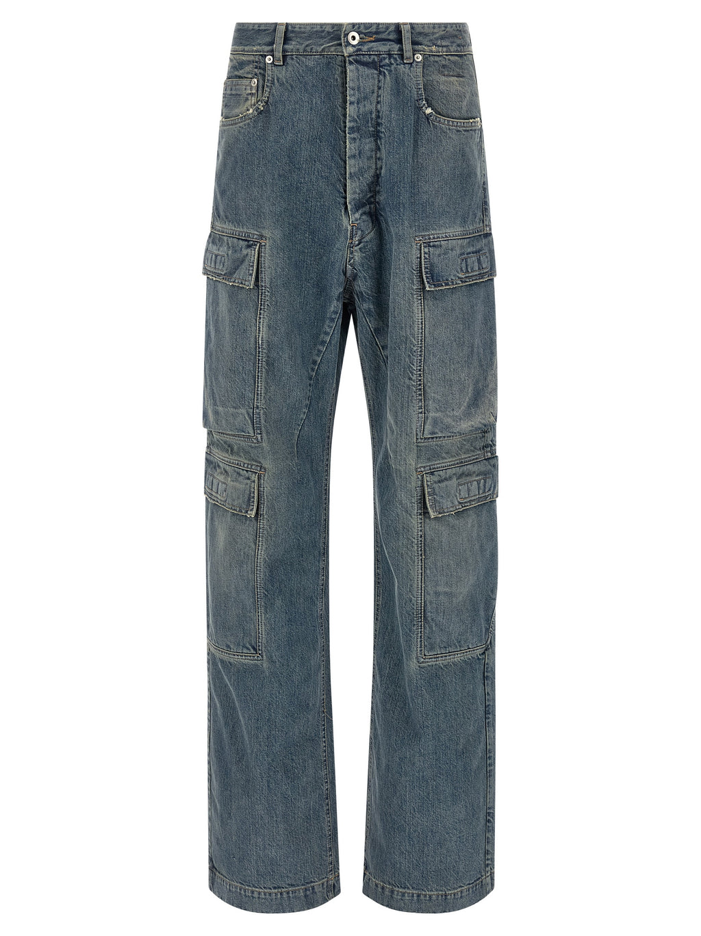 Blue Cotton Cargo Pants