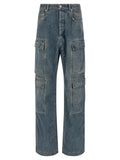 Blue Cotton Cargo Pants