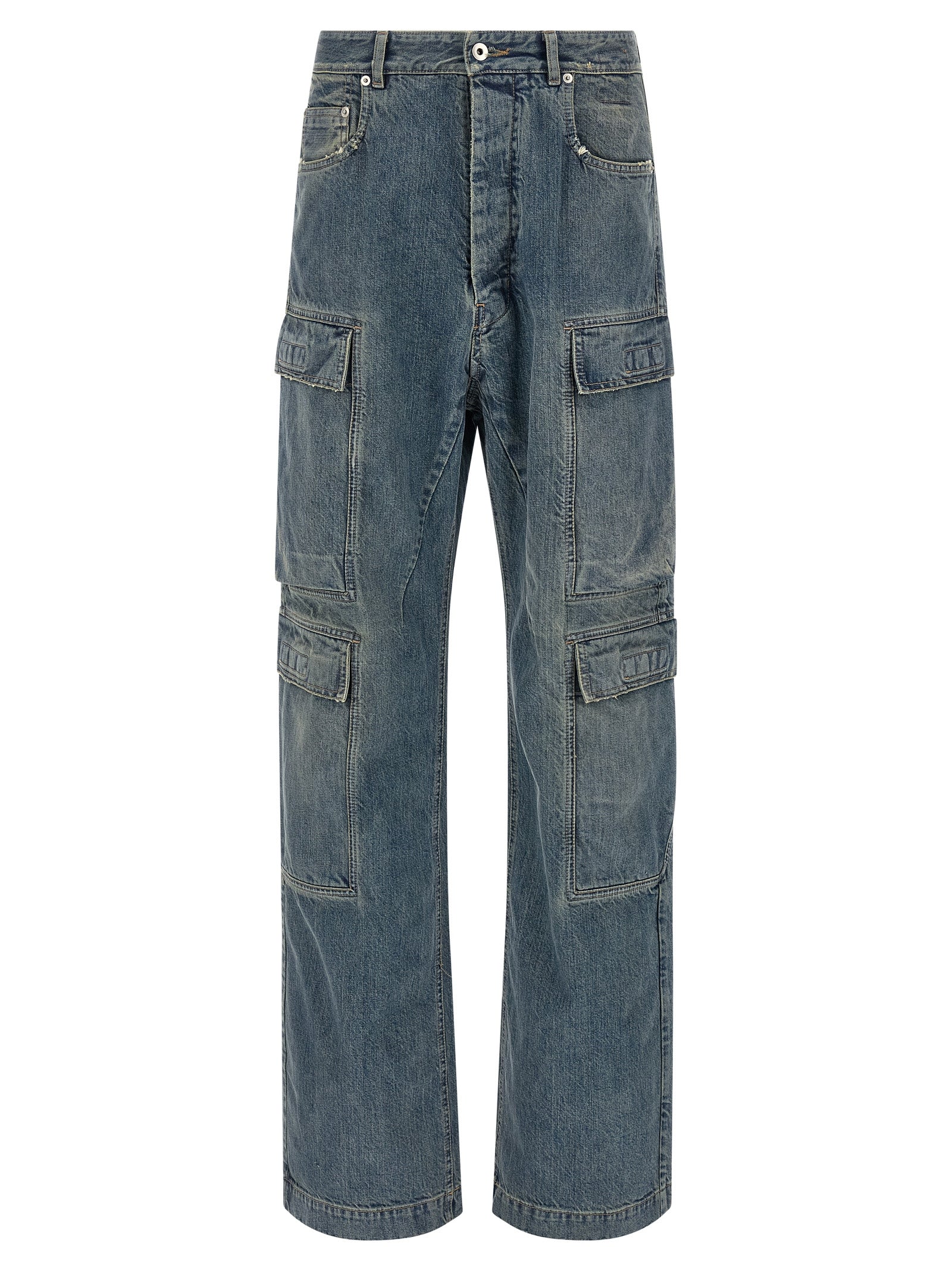 Blue Cotton Cargo Pants