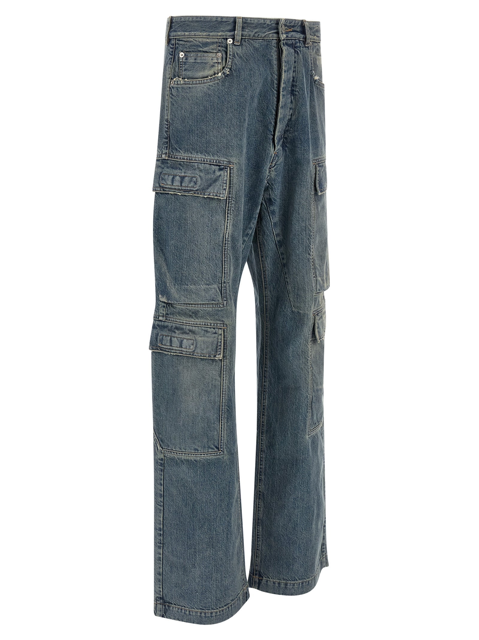 Blue Cotton Cargo Pants