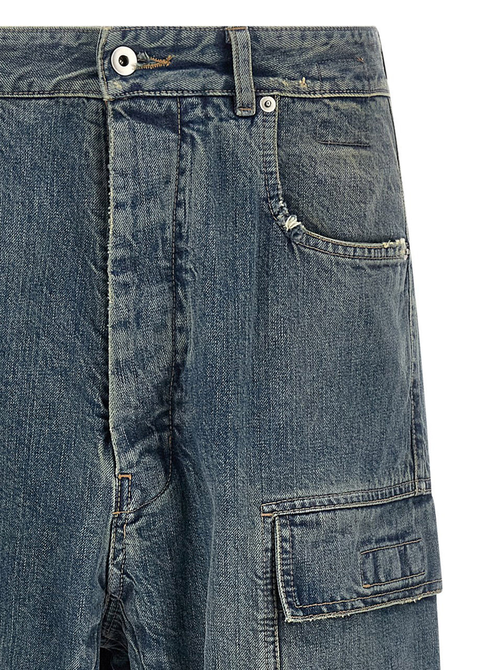 Blue Cotton Cargo Pants