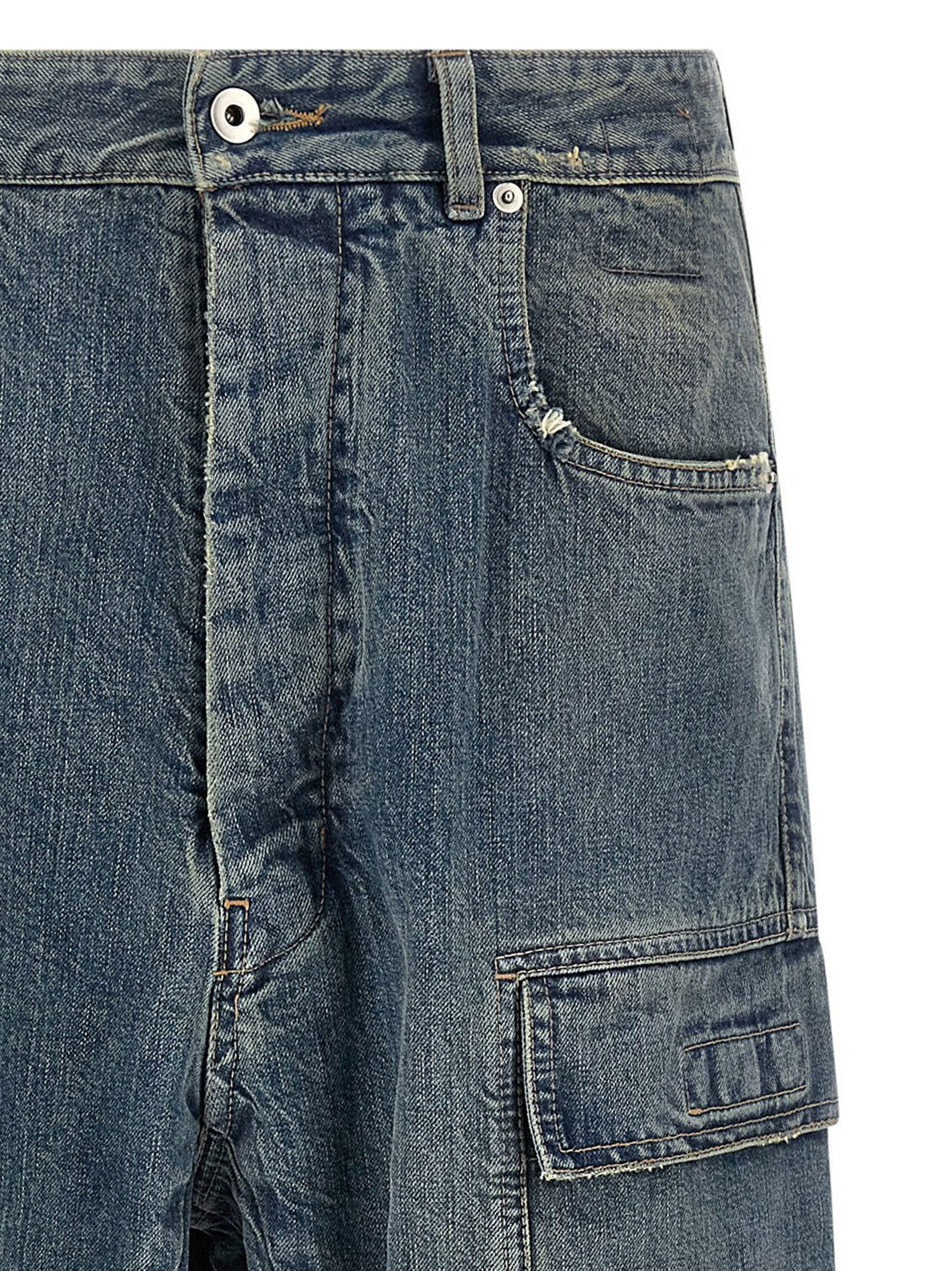 Blue Cotton Cargo Pants