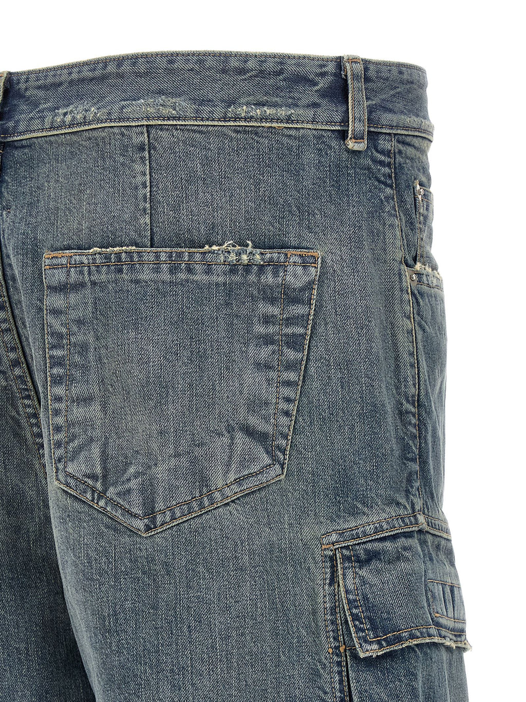Blue Cotton Cargo Pants