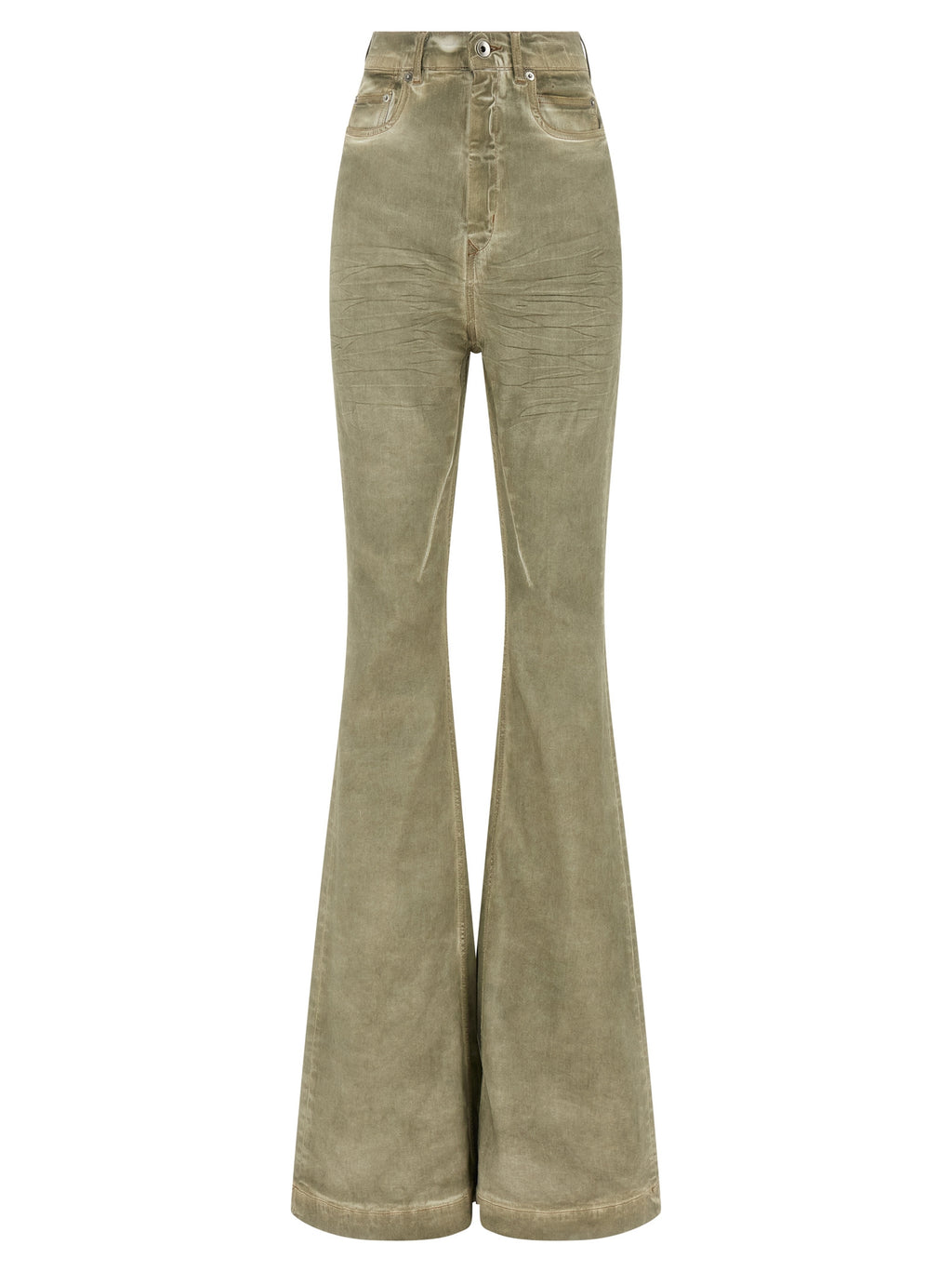 Beige Cotton Bootcut Jeans