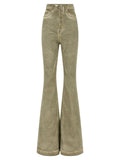 Beige Cotton Bootcut Jeans