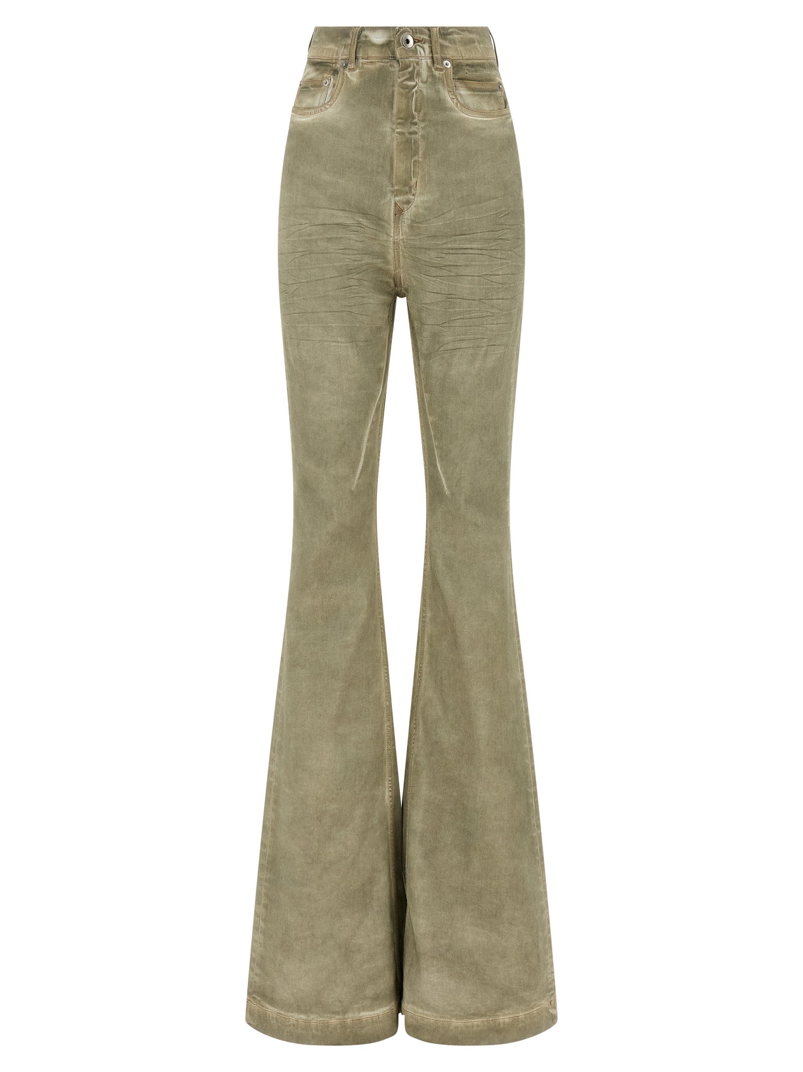 Beige Cotton Bootcut Jeans