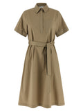 Bicolor Cotton Midi Dress