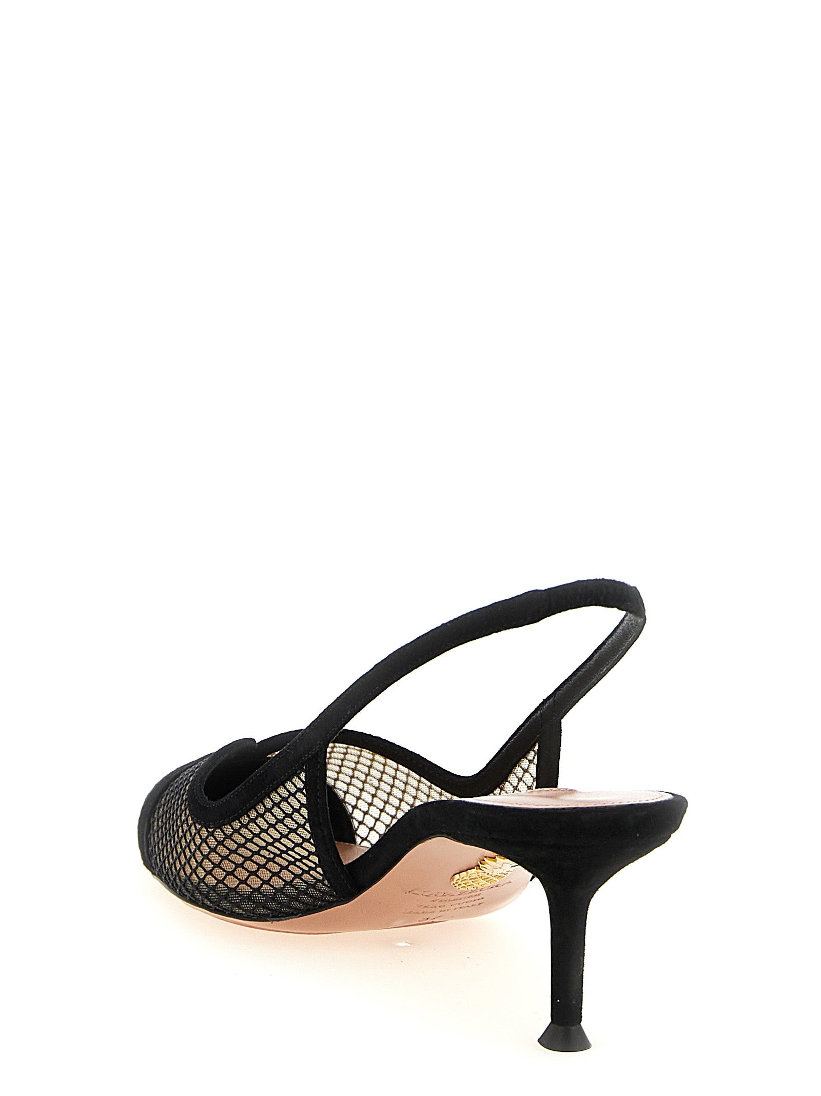 Black Textile Mid Heel Pumps