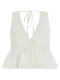 White Cotton Sleeveles T-Shirt