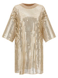 Beige Polyester Short Dress