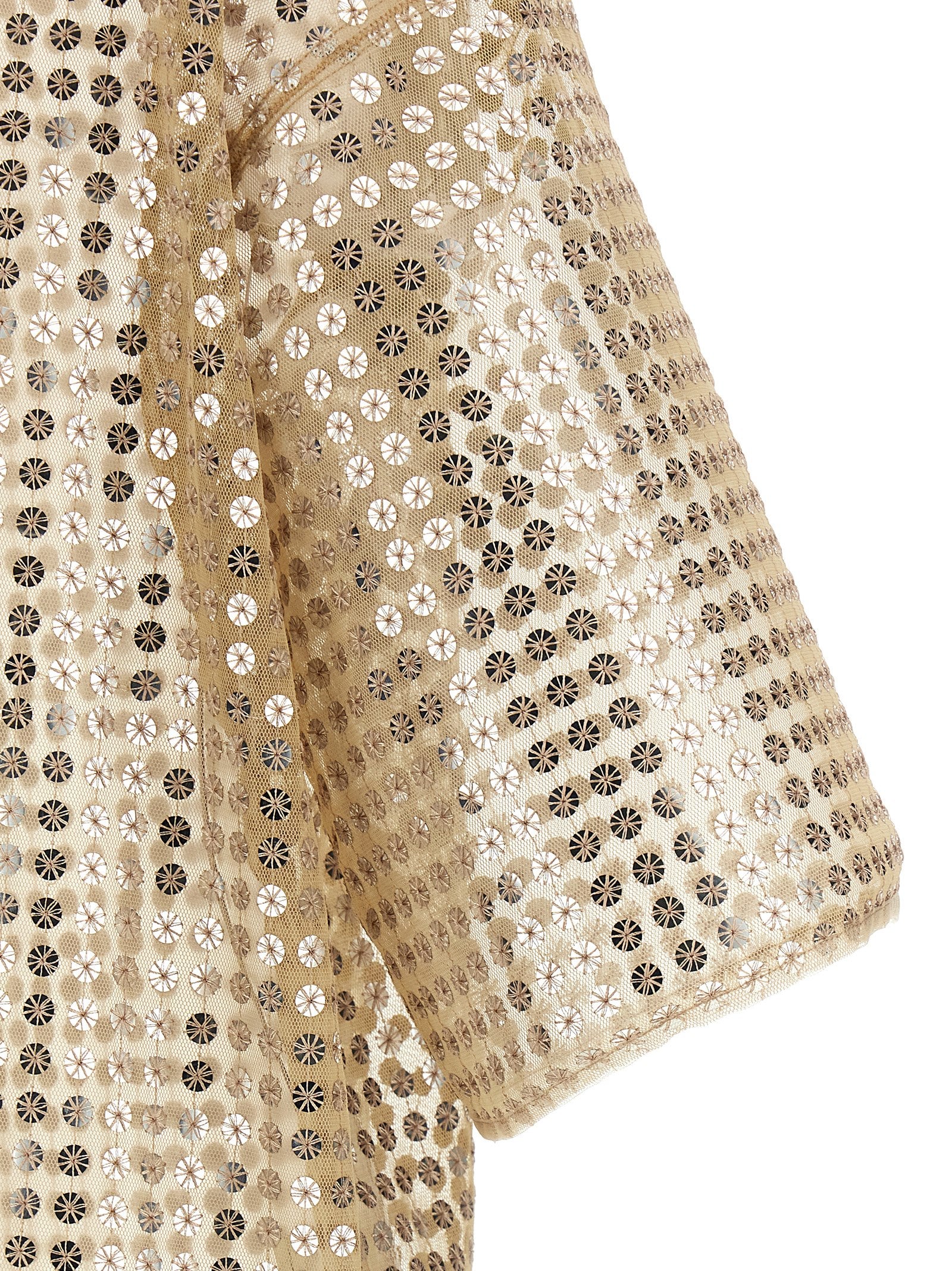 Beige Polyester Short Dress