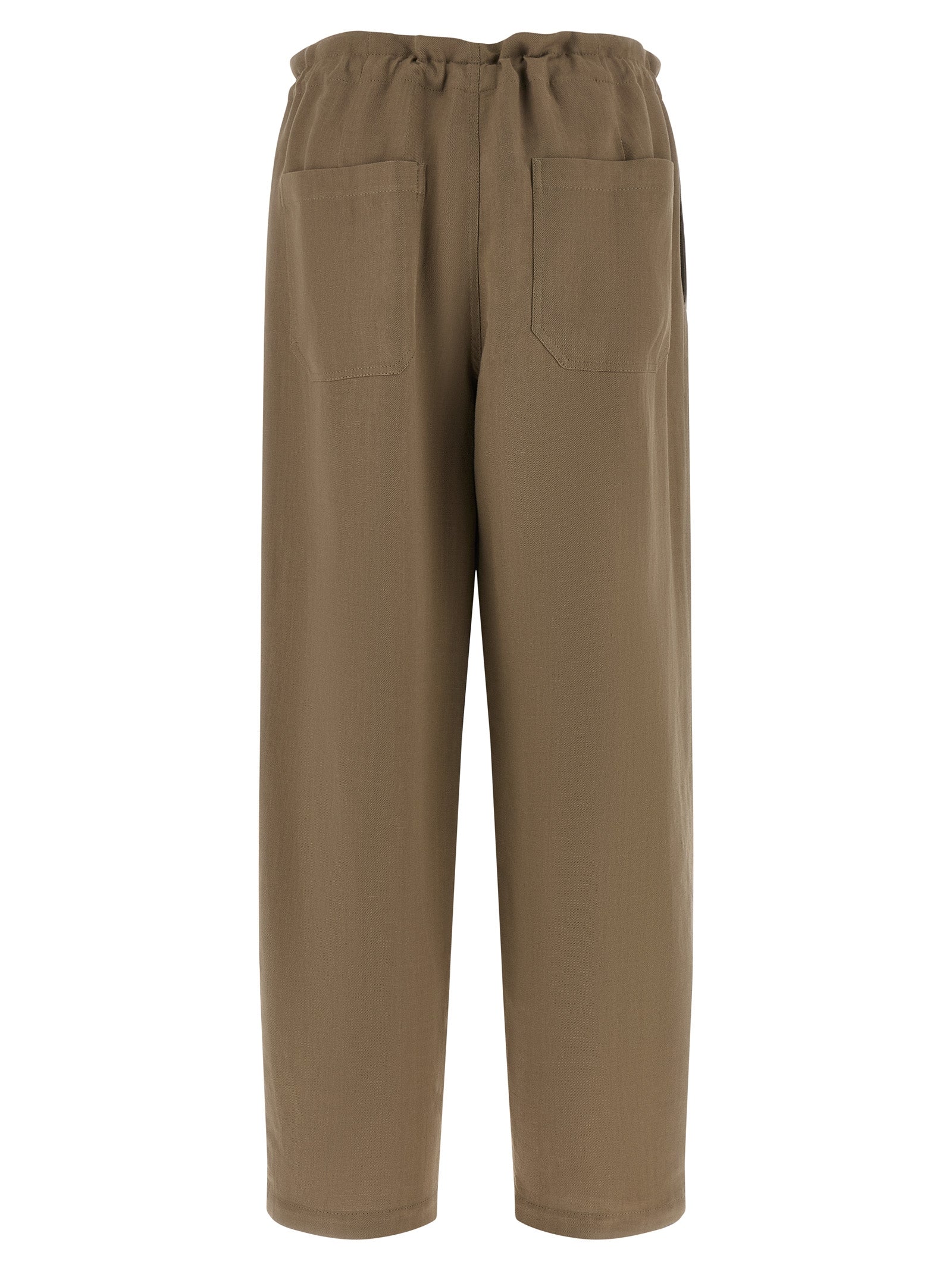 Beige Viscose Casual Pants