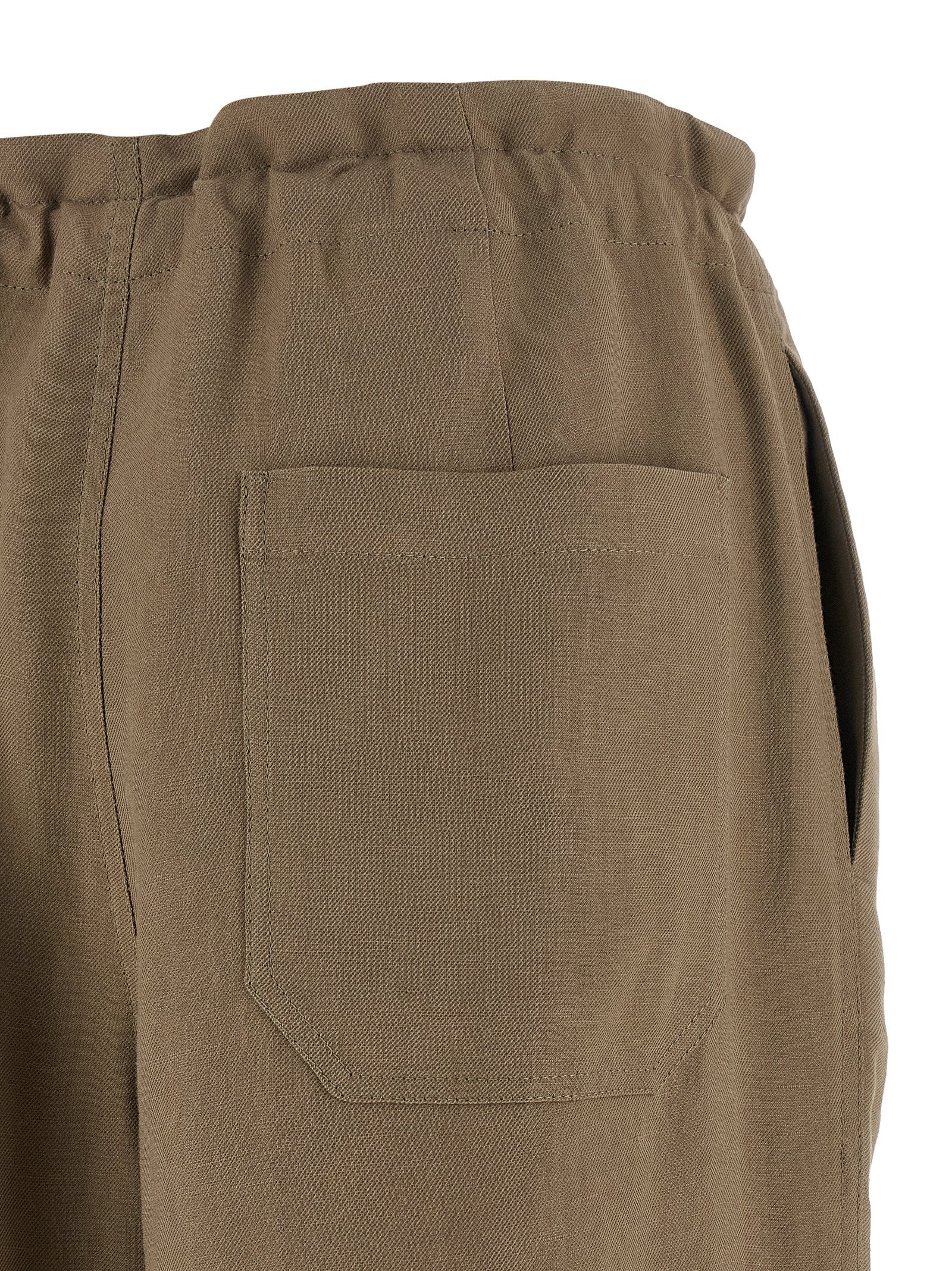 Beige Viscose Casual Pants