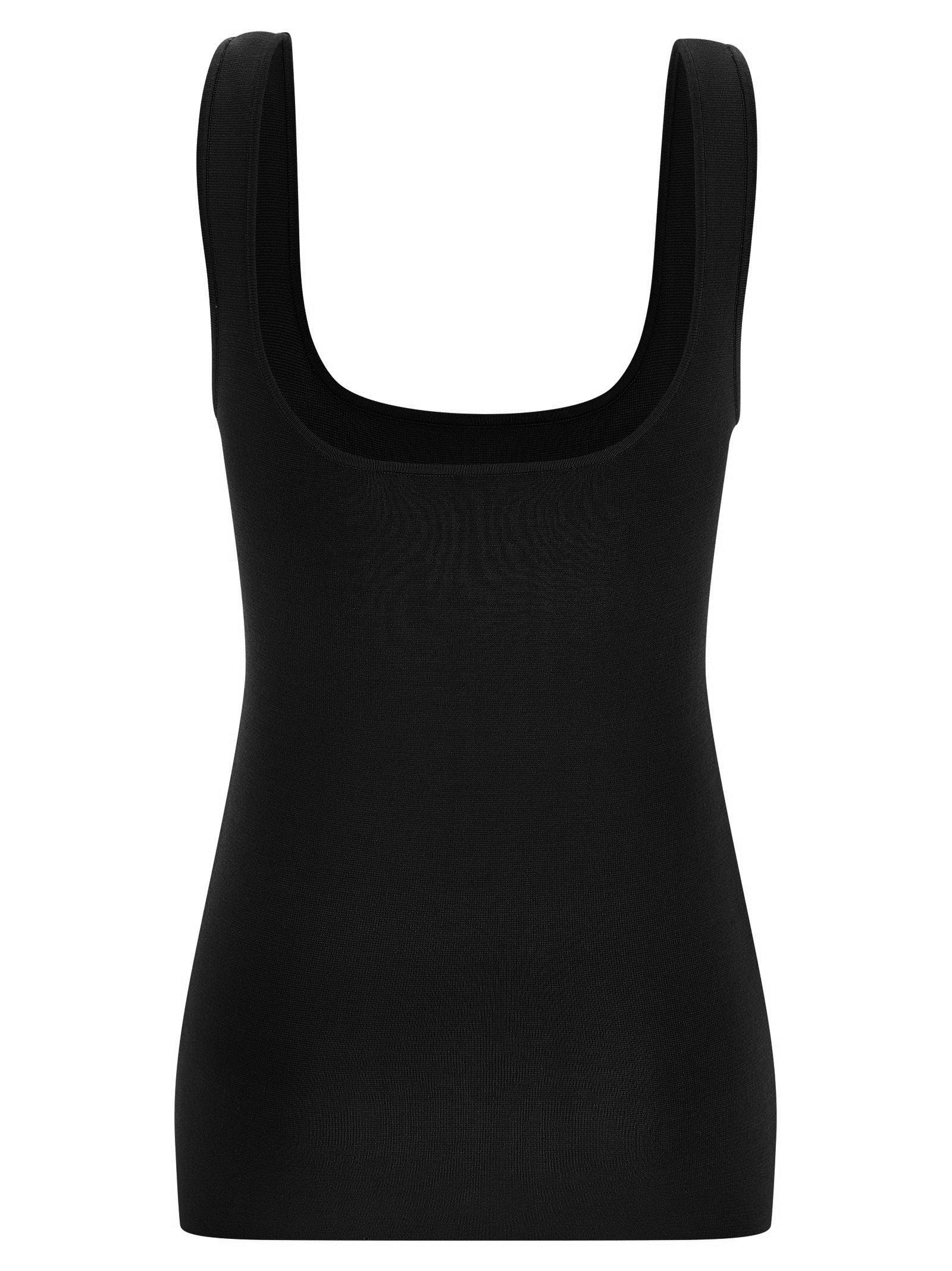 Black Viscose Sleeveles T-Shirt