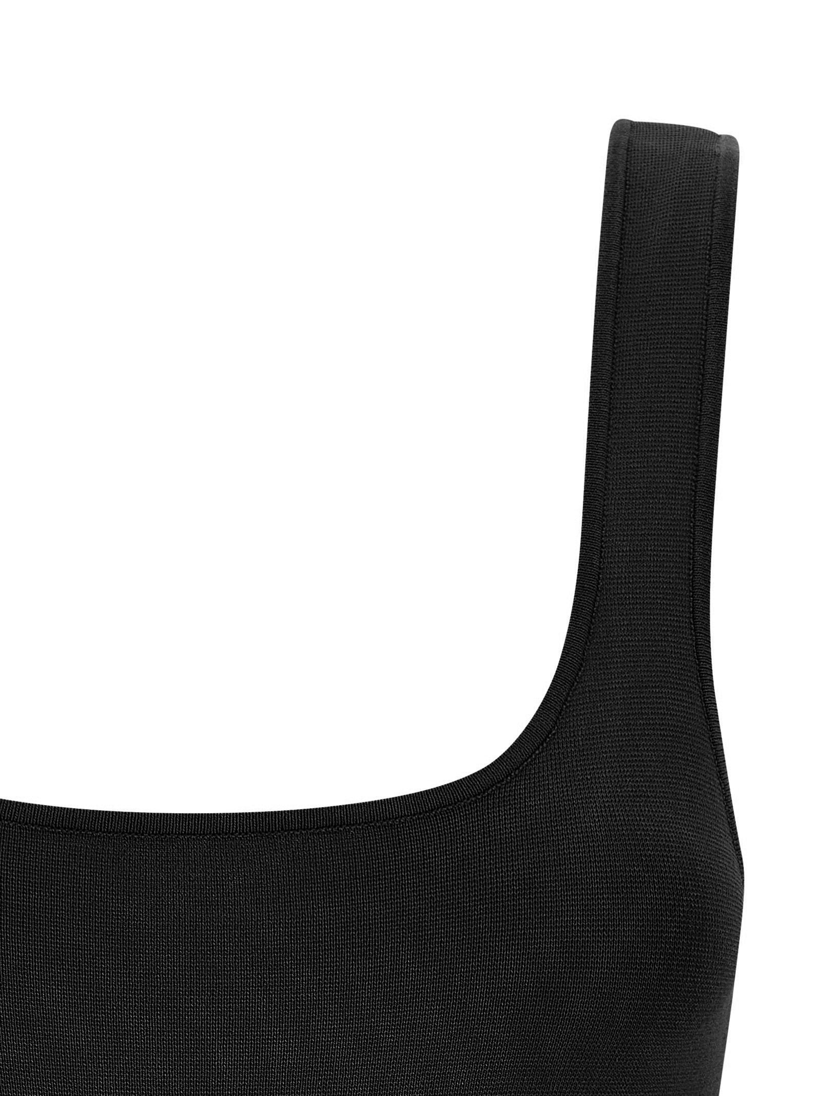 Black Viscose Sleeveles T-Shirt