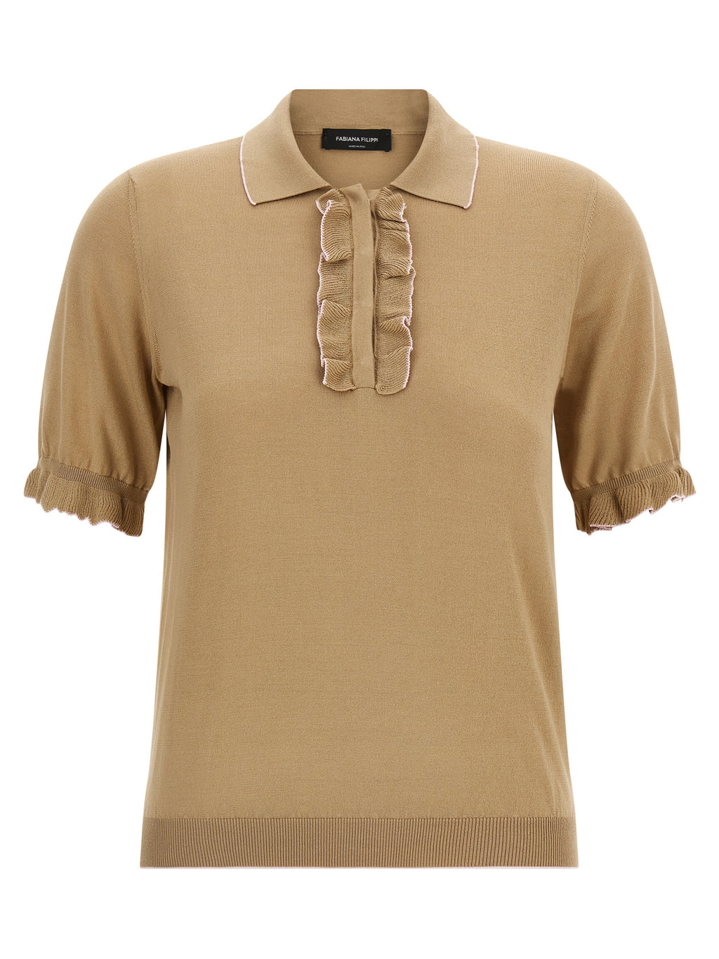 Beige Silk Polo Shirt