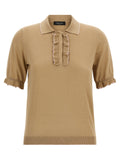 Beige Silk Polo Shirt