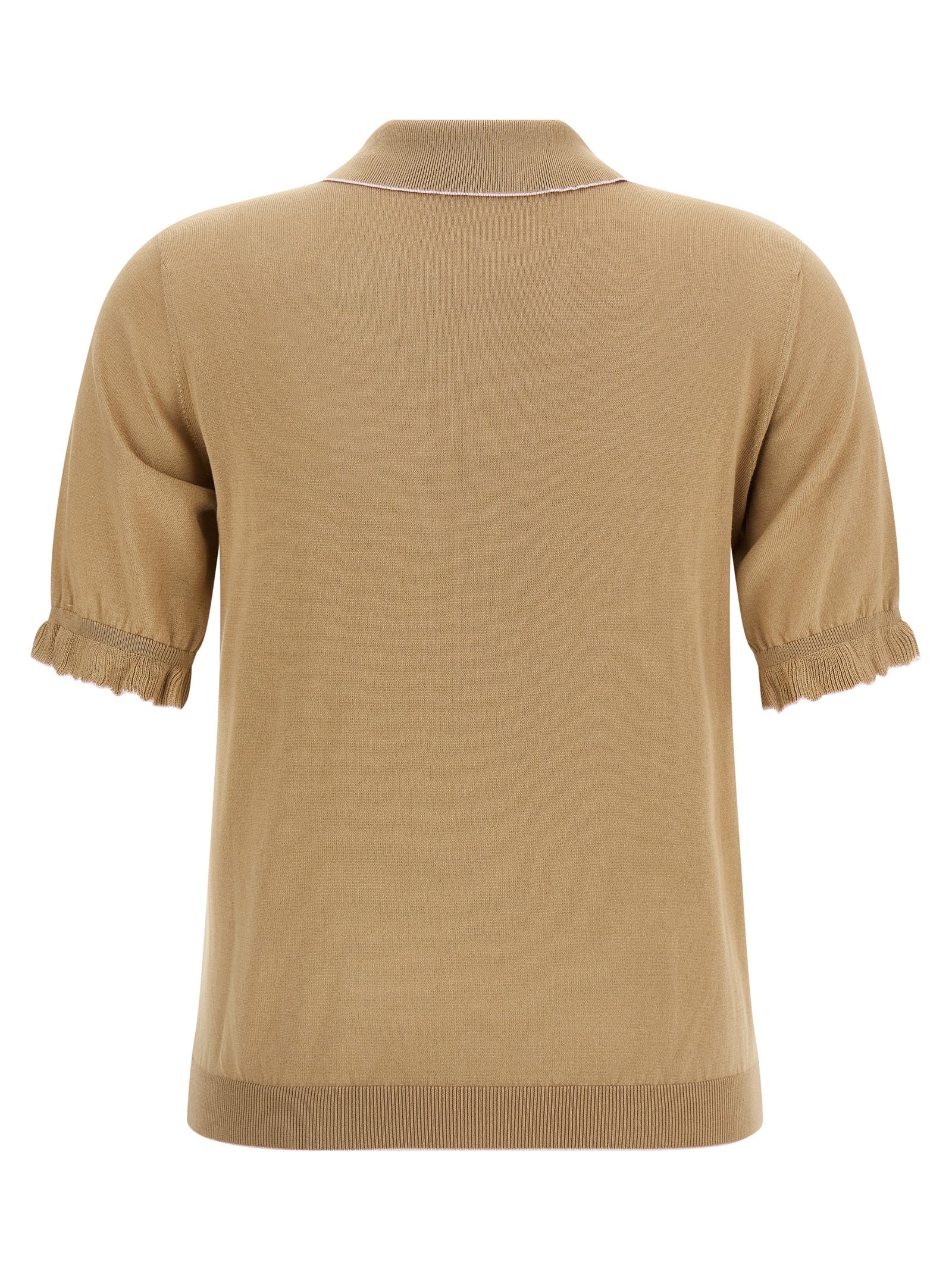Beige Silk Polo Shirt