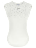 White Viscose Sleeveles T-Shirt