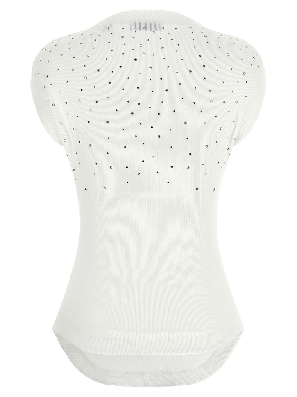 White Viscose Sleeveles T-Shirt