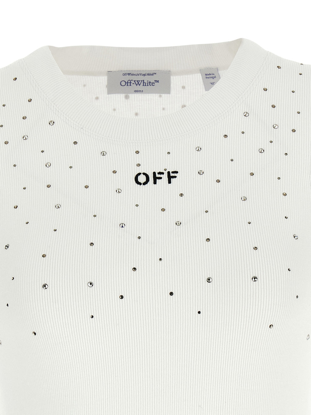 White Viscose Sleeveles T-Shirt