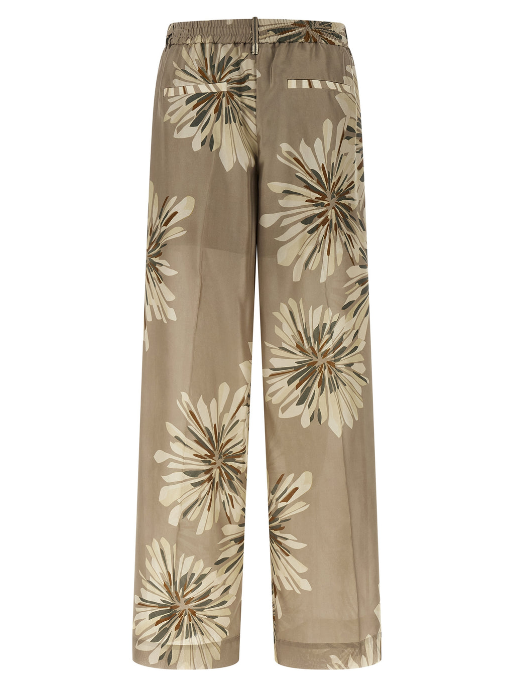 Bicolor Silk Casual Pants