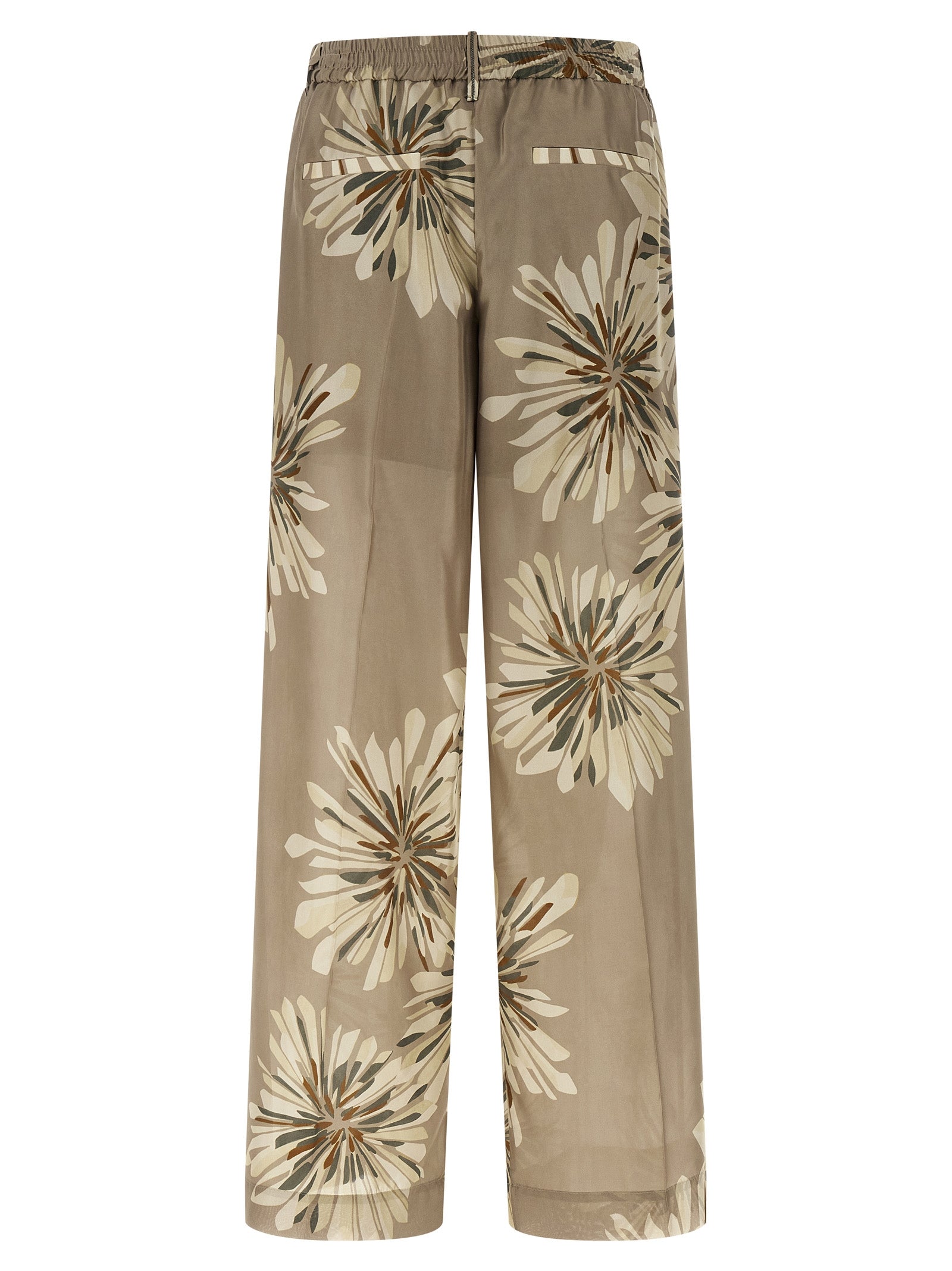 Bicolor Silk Casual Pants