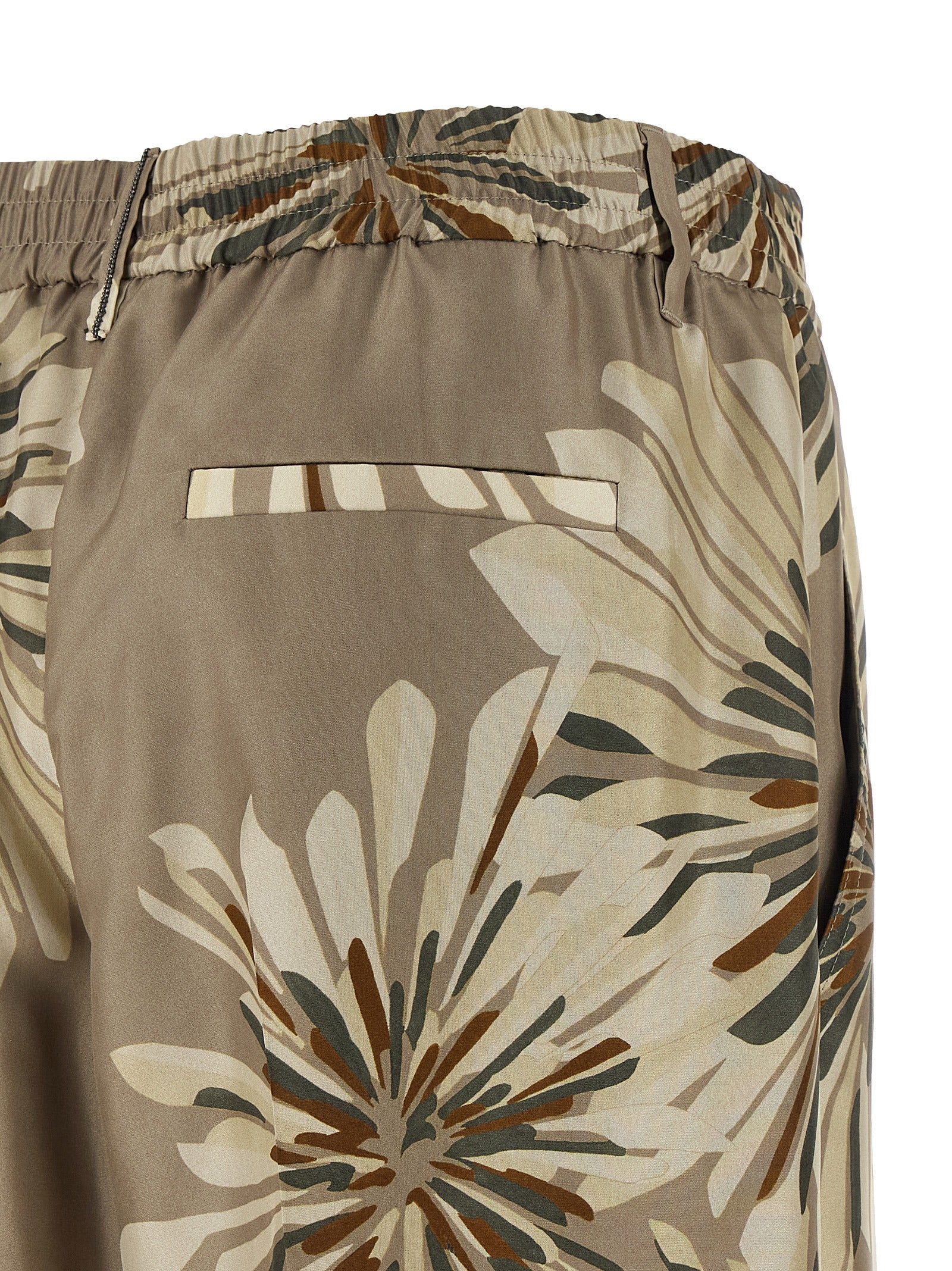 Bicolor Silk Casual Pants