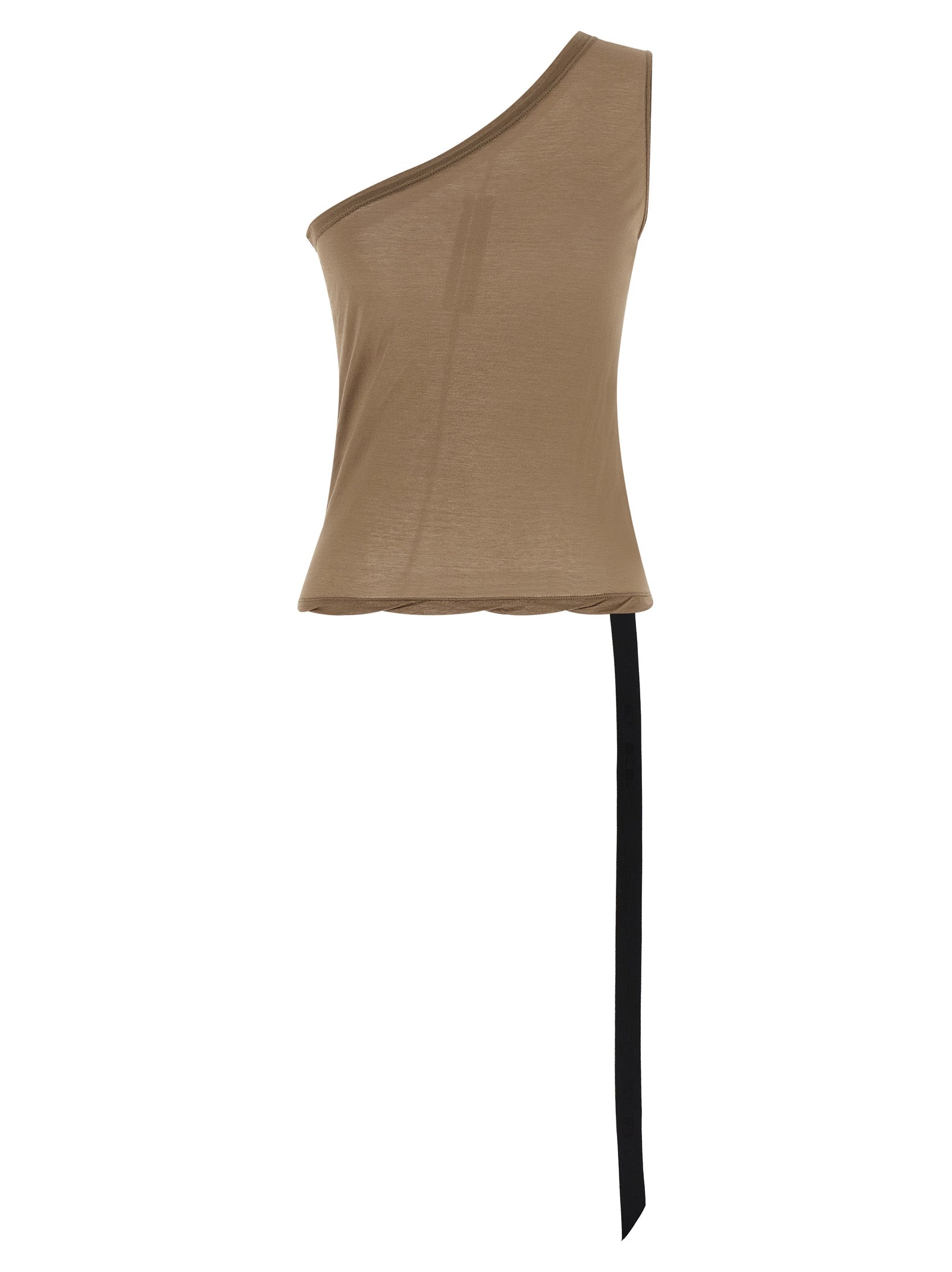 Beige Cotton Sleeveles T-Shirt