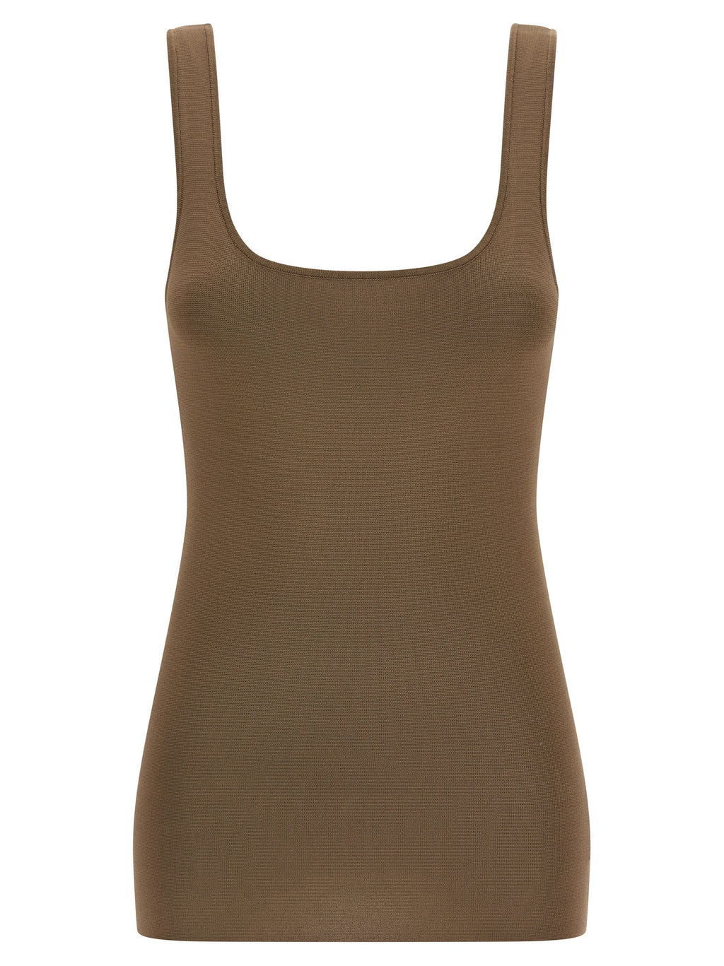 Brown Viscose Sleeveles T-Shirt