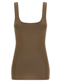 Brown Viscose Sleeveles T-Shirt