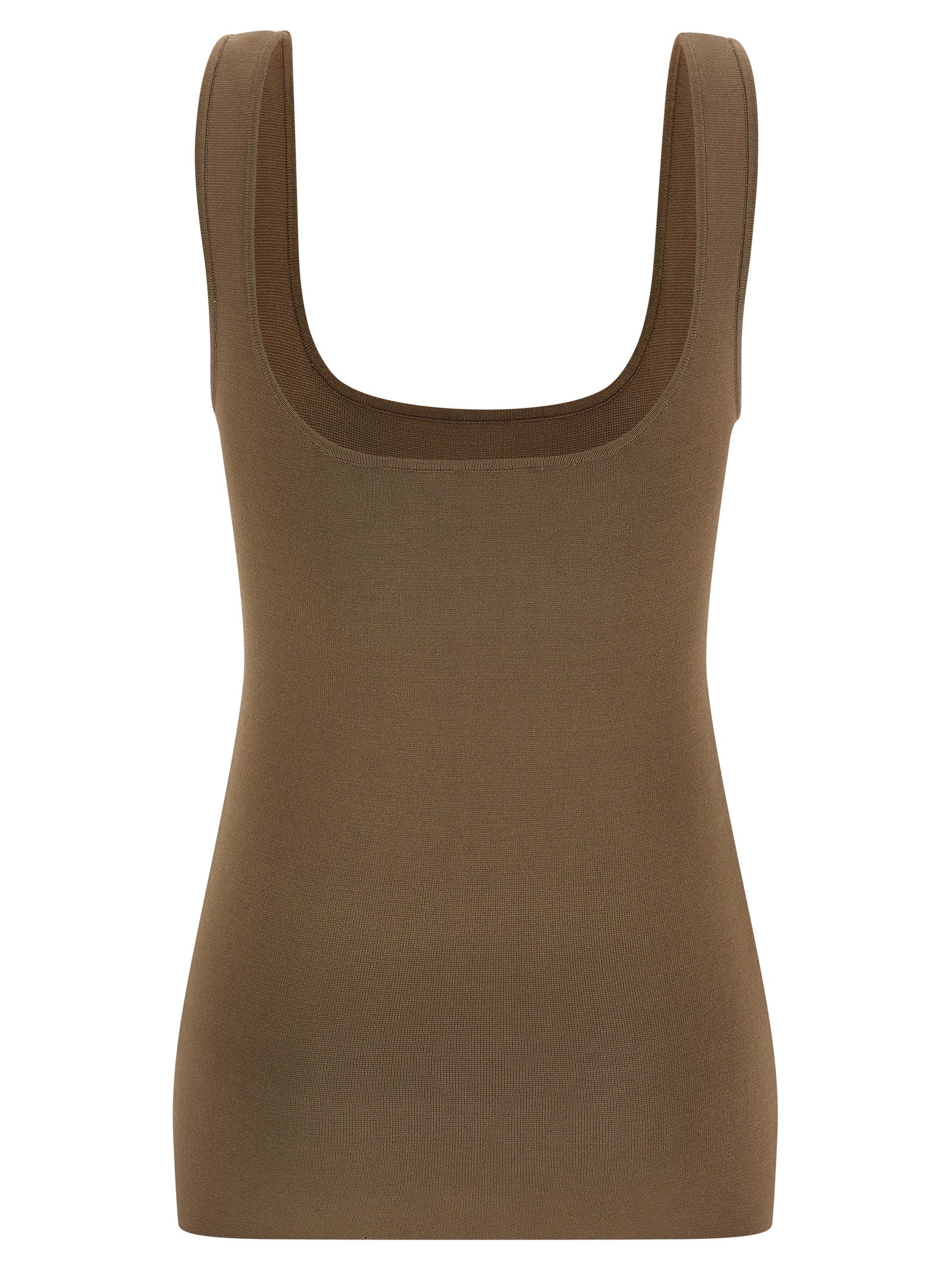Brown Viscose Sleeveles T-Shirt
