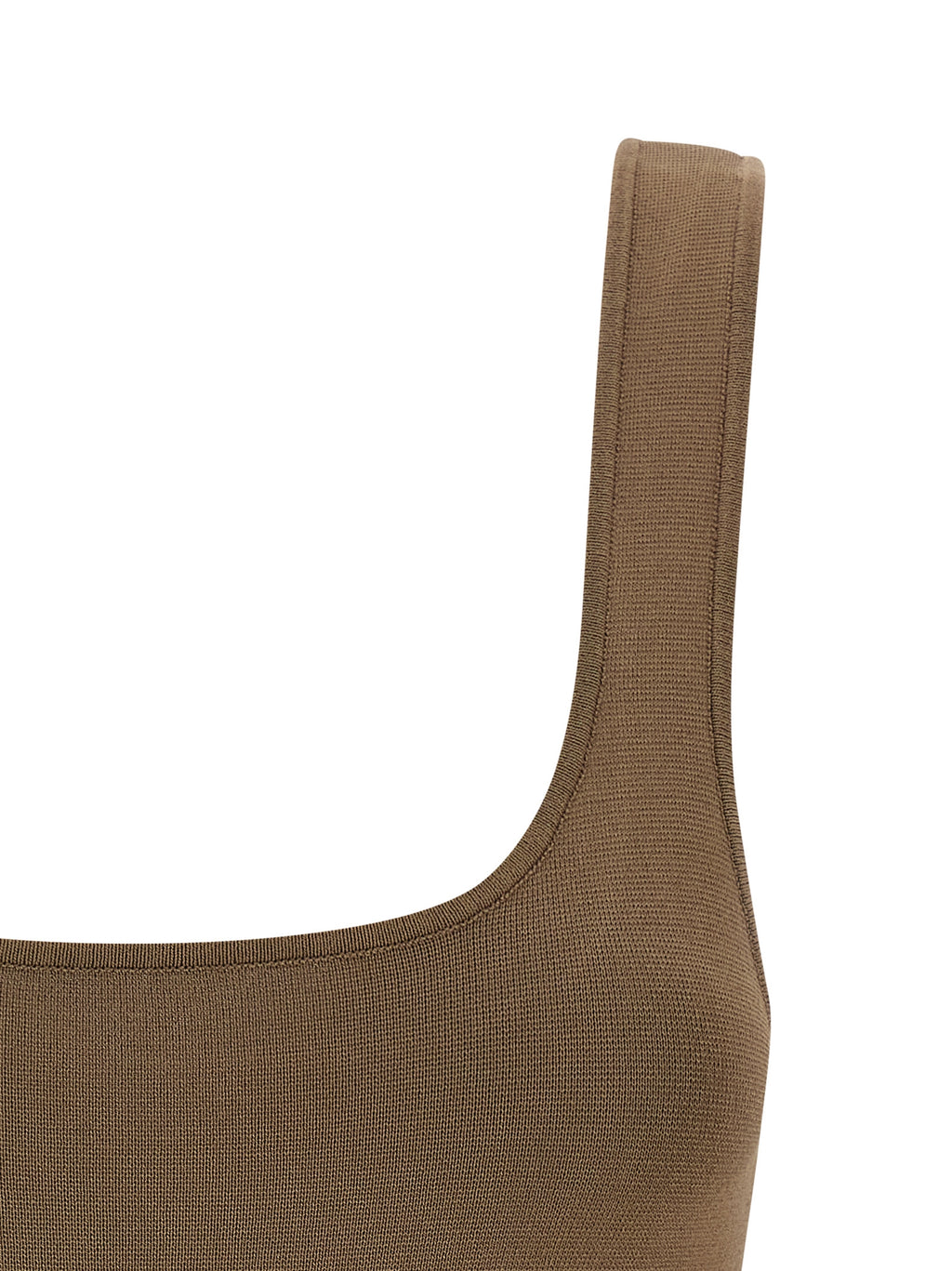 Brown Viscose Sleeveles T-Shirt
