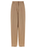 Beige Viscose Casual Pants