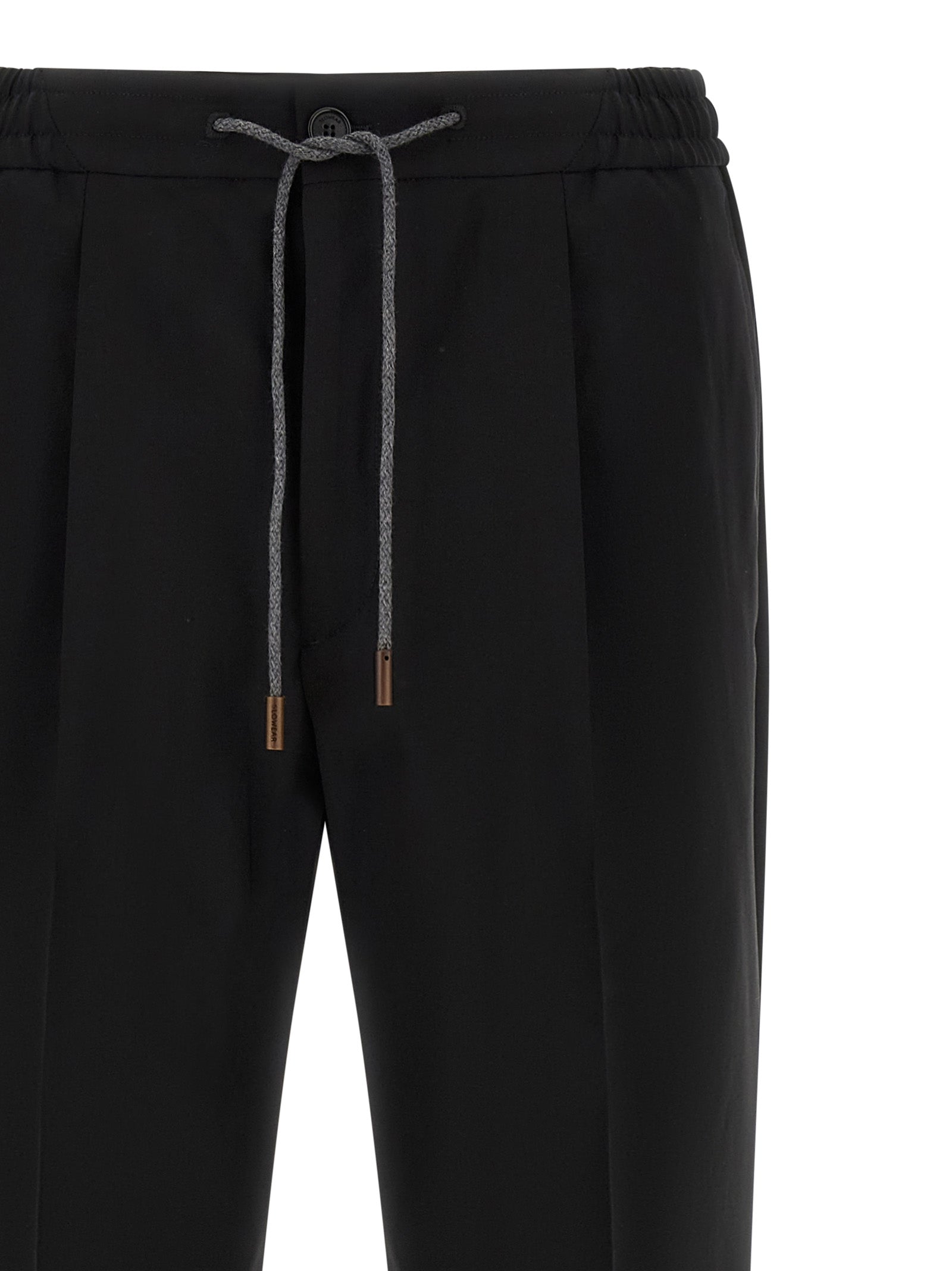 Black Virgin Wool Casual Pants