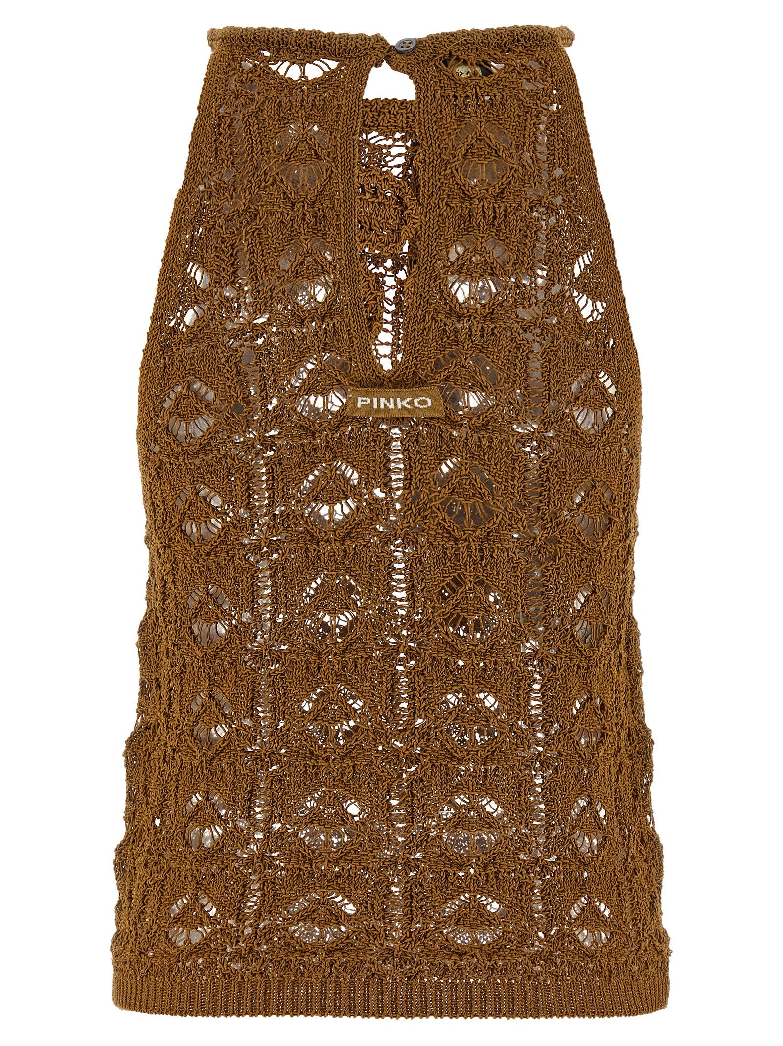 Brown Cotton Sleeveles T-Shirt