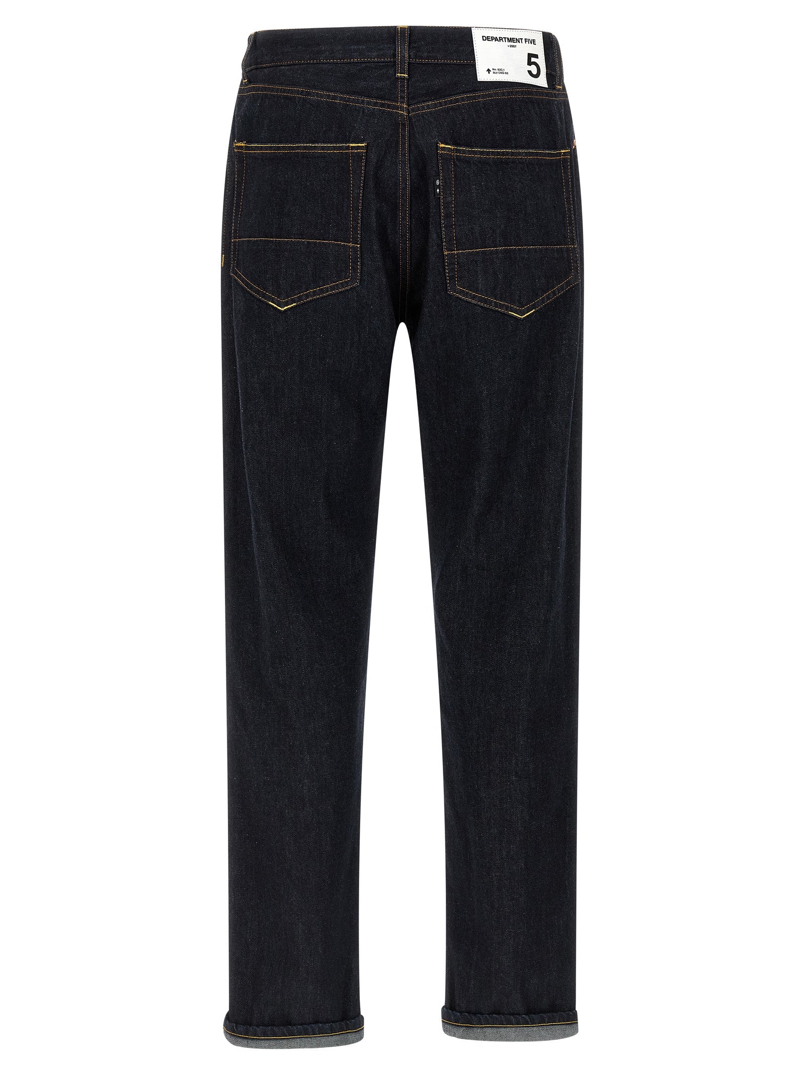 Blue Cotton Straight-Leg Jeans
