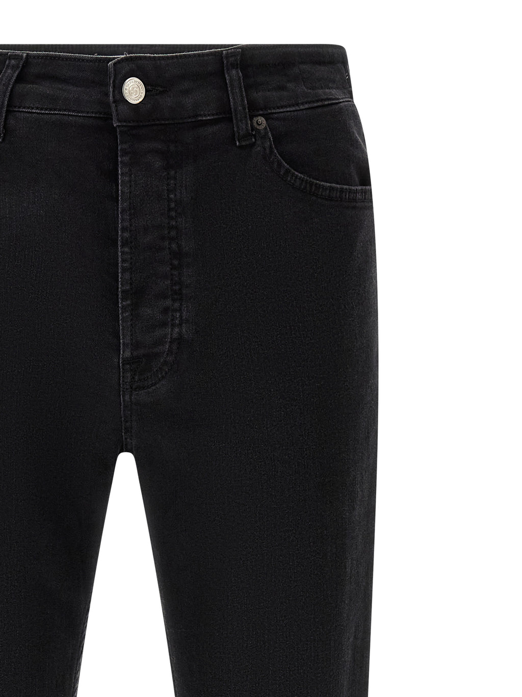 Black Cotton Cropped Jeans