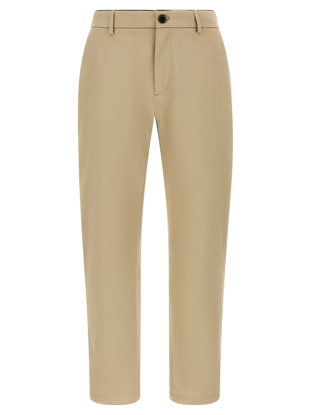 Beige Cotton Cropped Pants