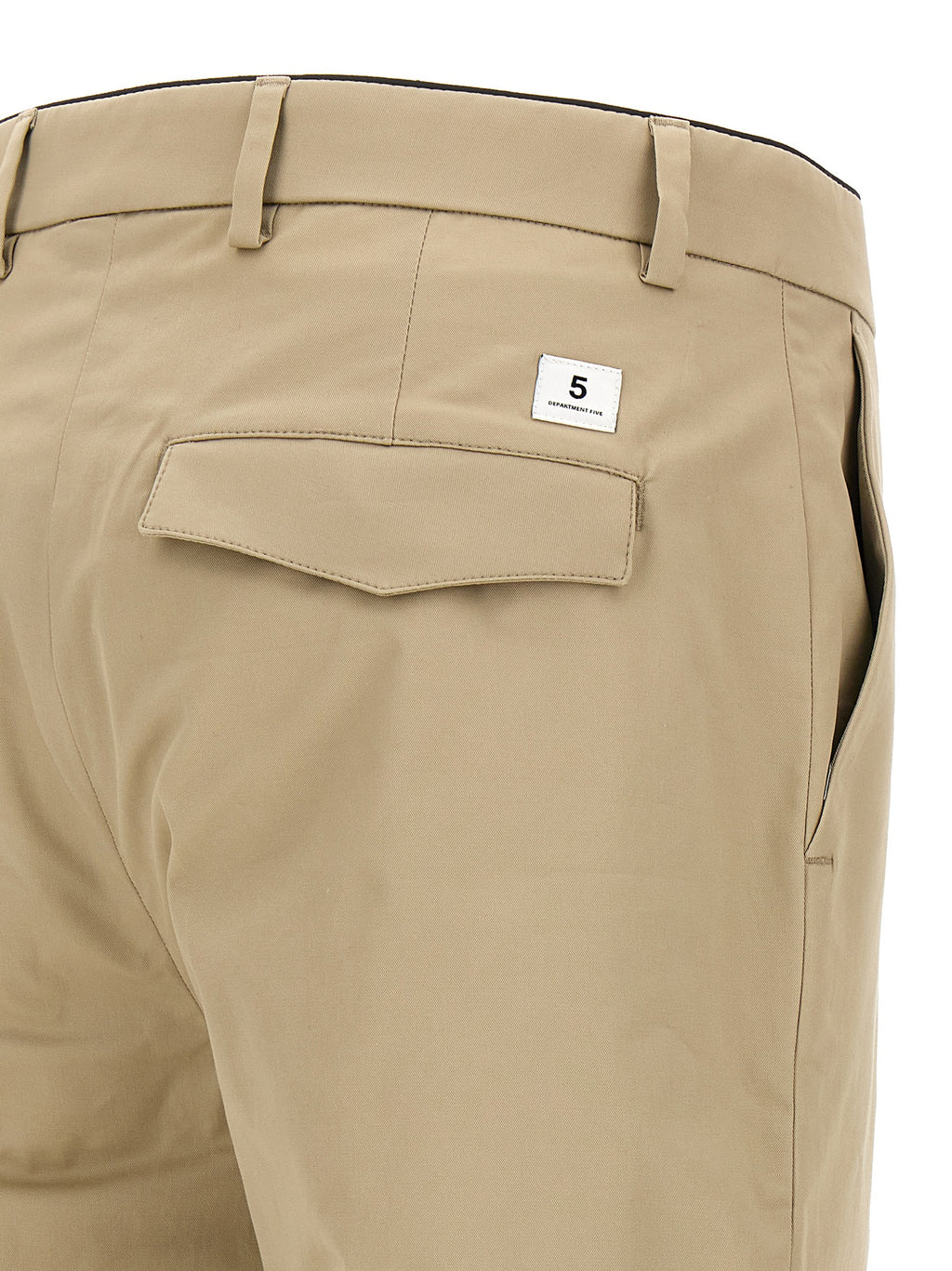 Beige Cotton Cropped Pants