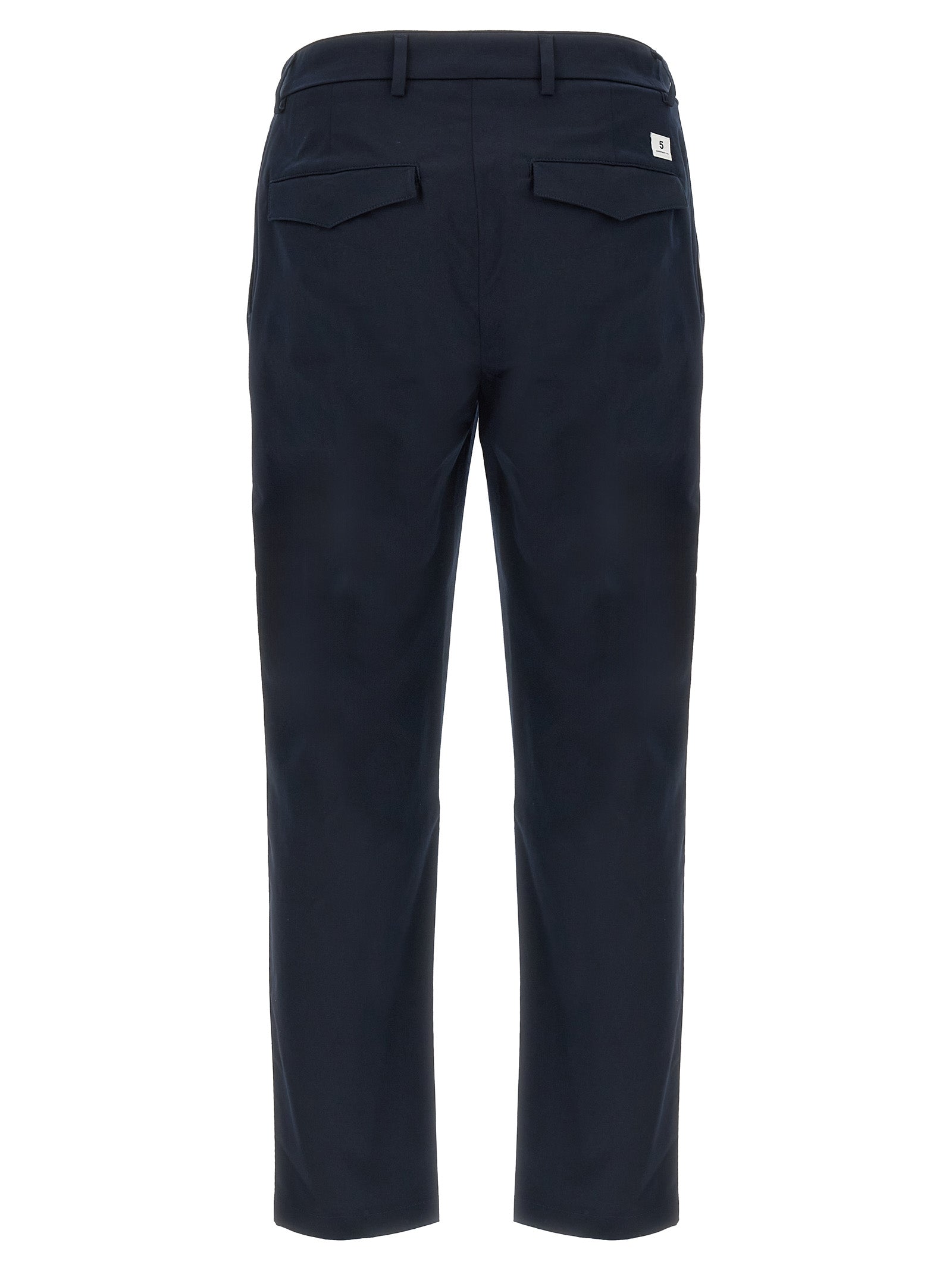 Blue Cotton Casual Pants
